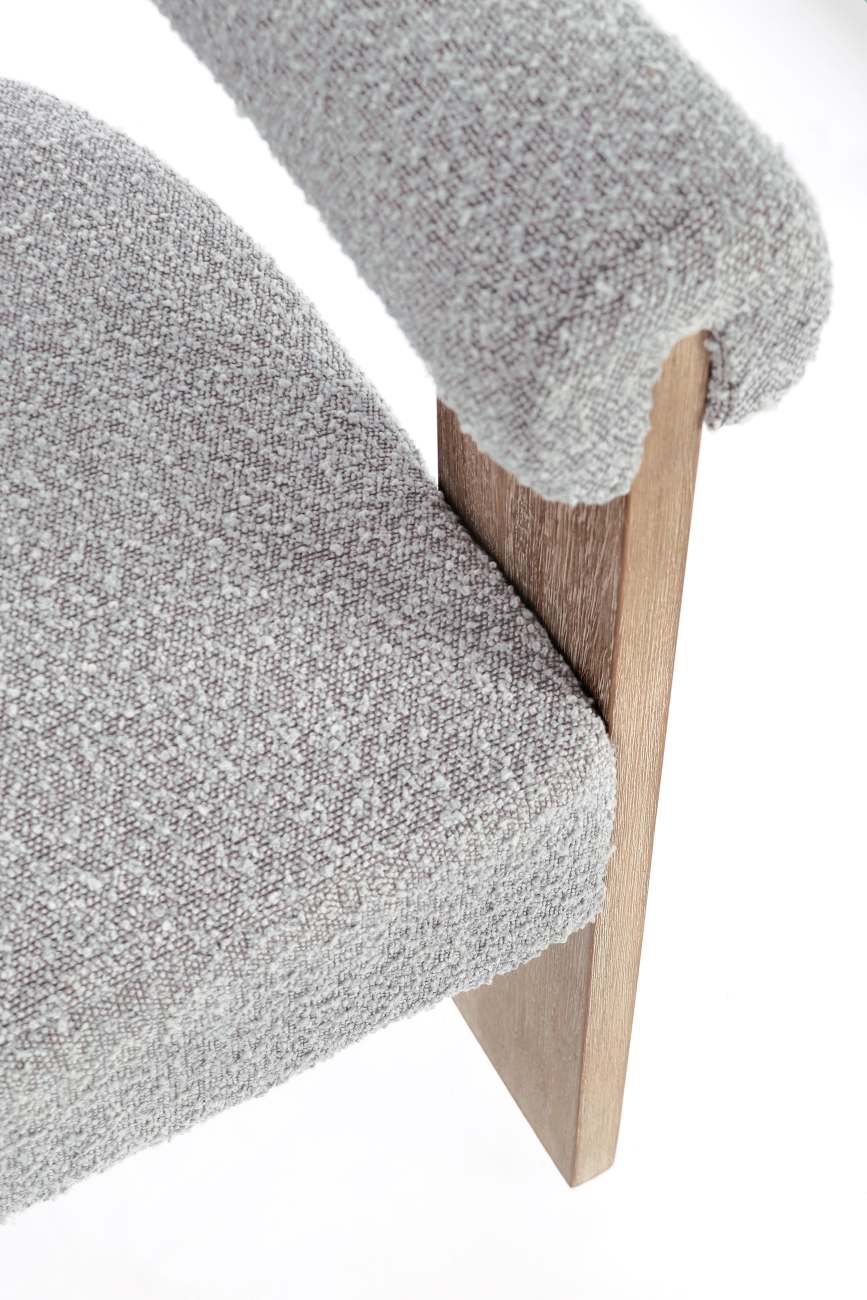 Esszimmerstuhl Agape aus Boucle, Grau / Natur