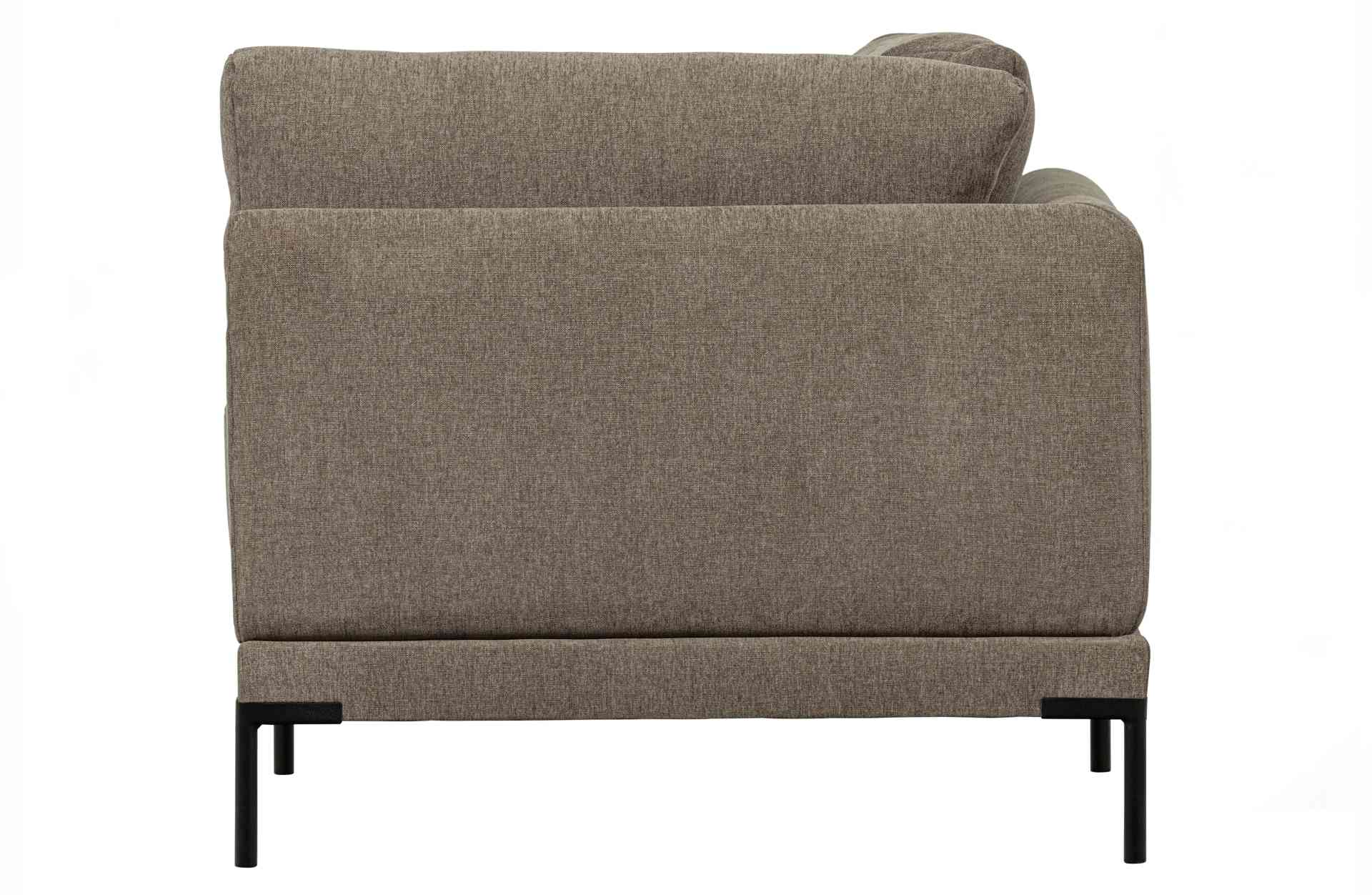 Das Modulsofa Couple Lounge überzeugt mit seinem modernen Design. Das Eck-Element wurde aus Melange Stoff gefertigt, welcher einen einen Taupe Farbton besitzen. Das Gestell ist aus Metall und hat eine schwarze Farbe. Das Element hat eine Länge von 100 cm 