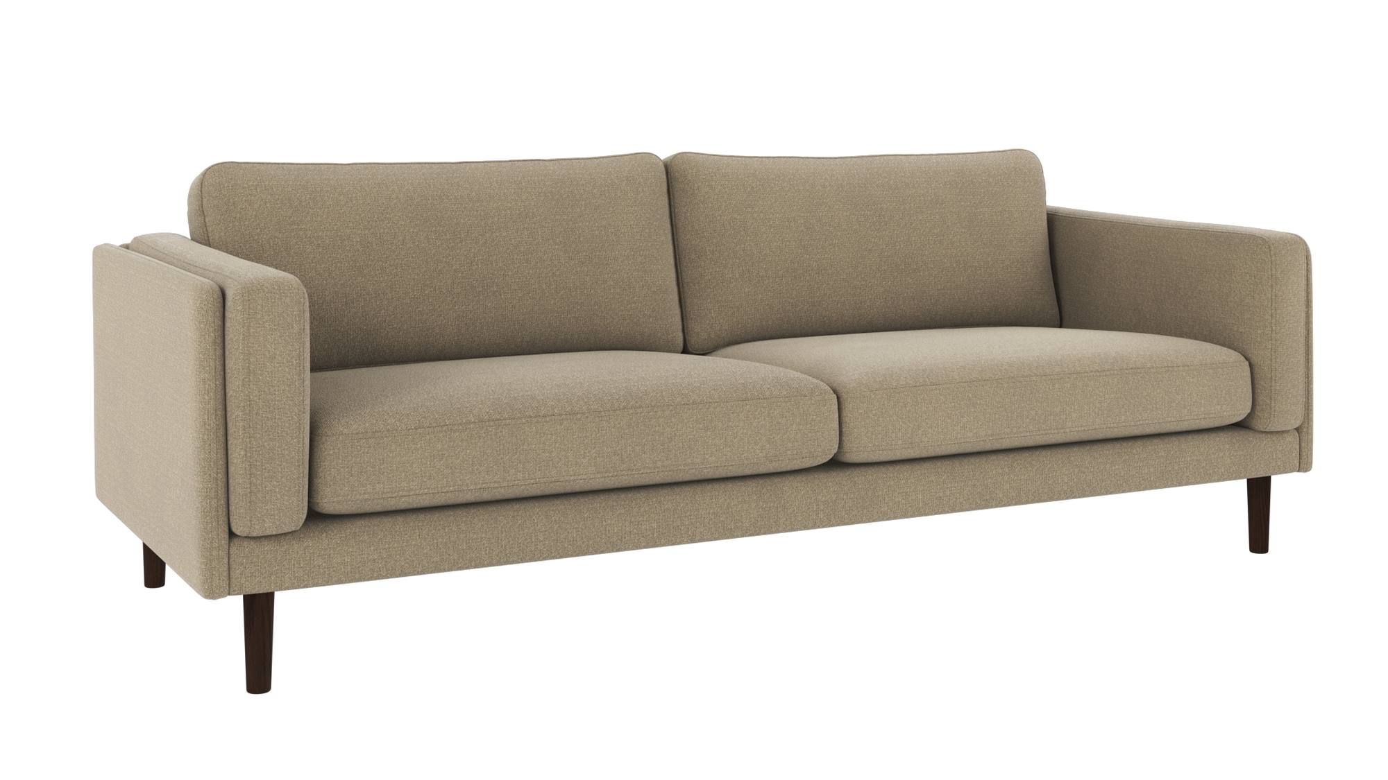 Komfortabel & schön – Sofa Braden 3-Sitzer, Beine Braun, Bezug Rita Dunkelbeige. Sofa Braden 3-Sitzer, Beine Braun, Bezug Rita Dunkelbeige