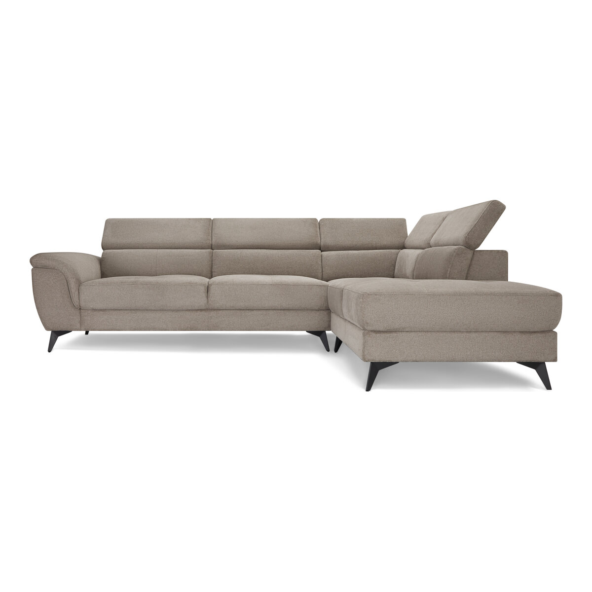 Ecksofa Sibet Rechts Taupe - mit OEKO-TEX Bezug & Kopfstütze