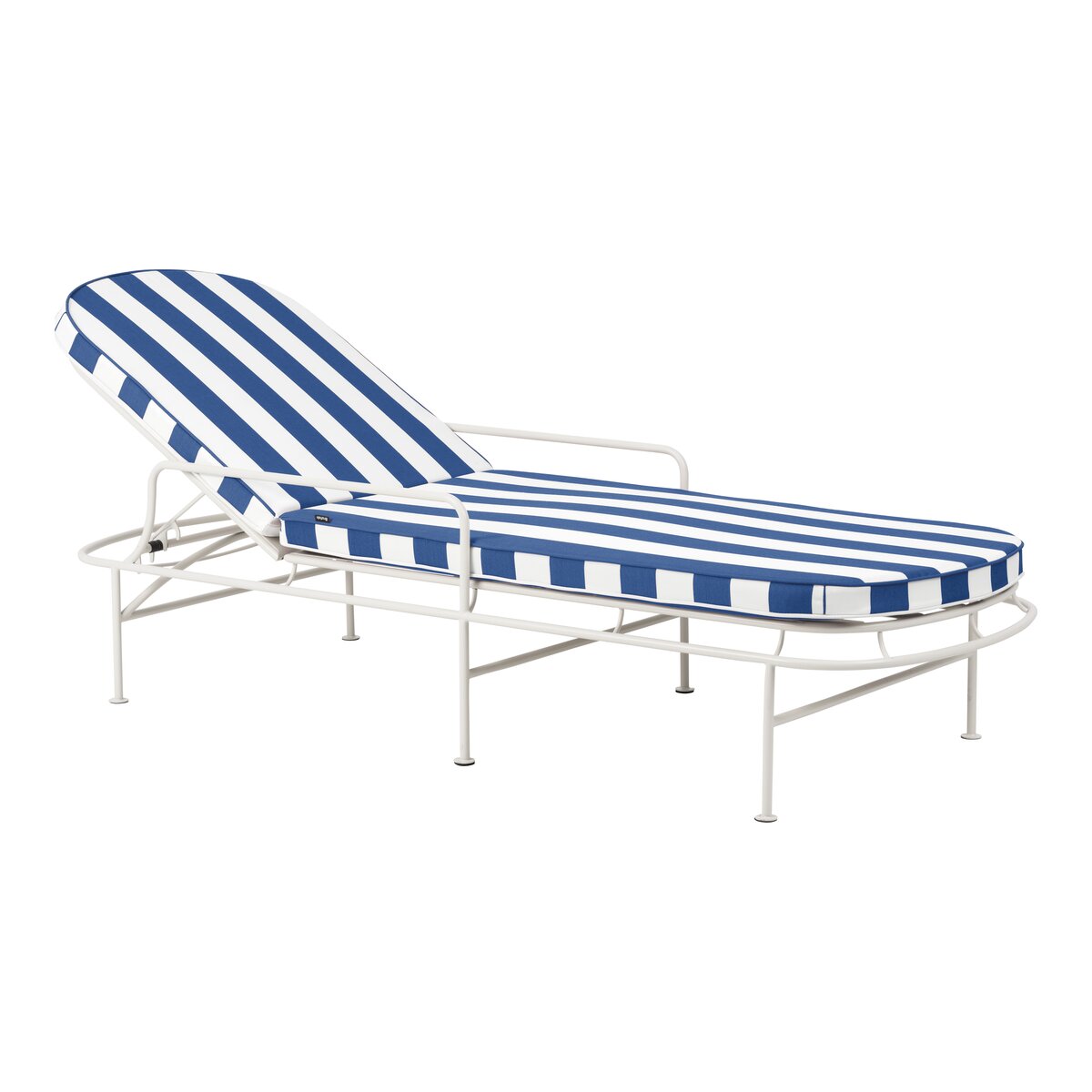 Sonnenliege Arts Weiß/Blau gestreift - elegante Outdoor-Gartenliege aus Metall & Olefin