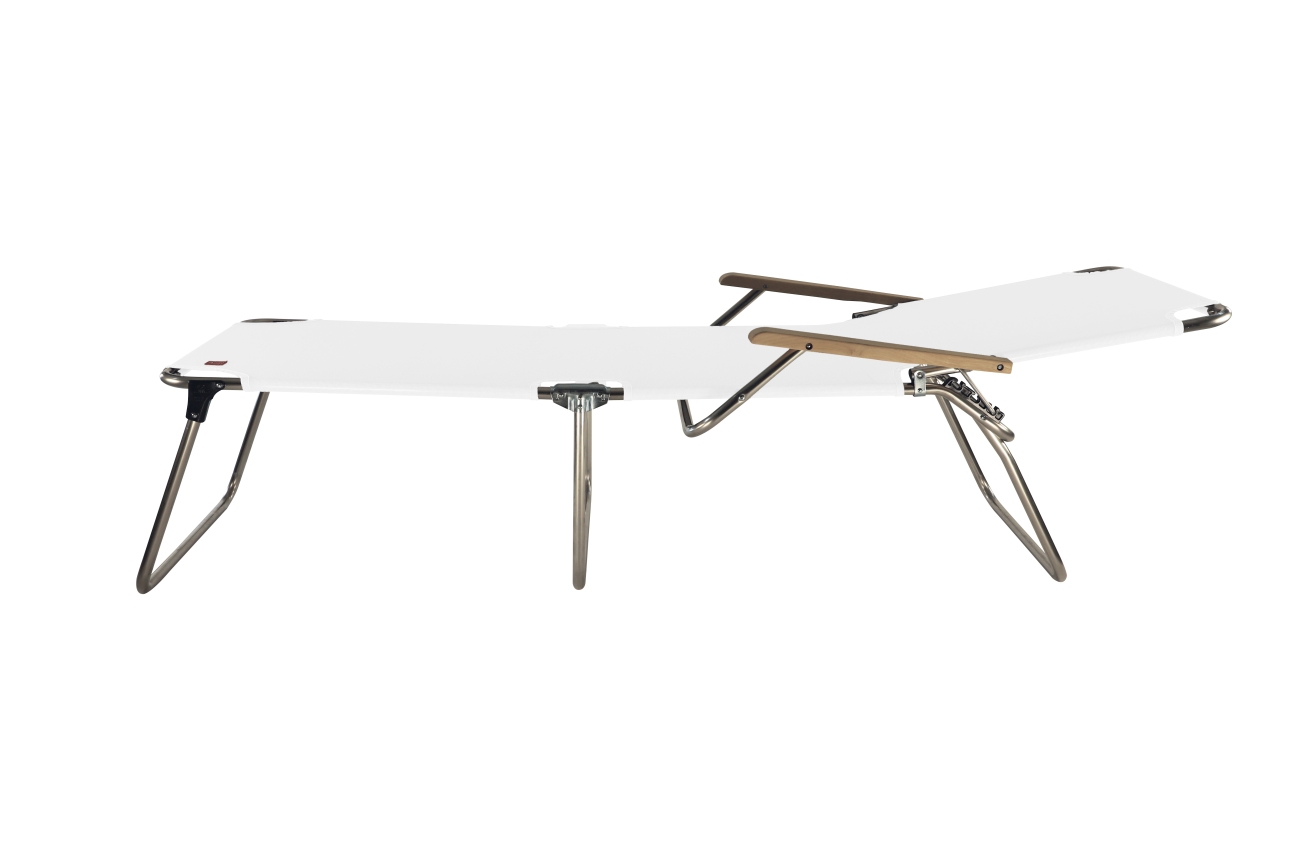 Dreibeinliege Amigo 40+ aus Aluminium mit Armlehne, Weiß