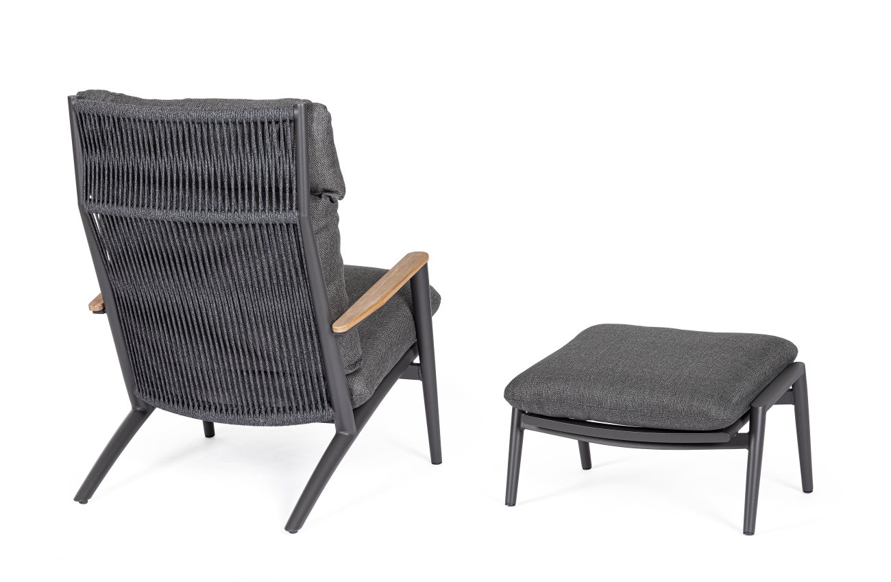 Gartensessel Hibiskus mit Hocker, Anthrazit