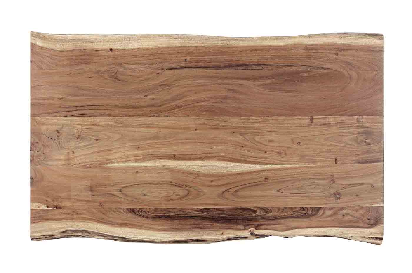 Der Beistelltisch Aron besitzt eine aus Akazienholz hergestellte Tischplatte. Durch die Verwendung von Naturprodukten ist jedes Stück ein Unikat. Das Gestell wurde aus Stahl gefertigt.