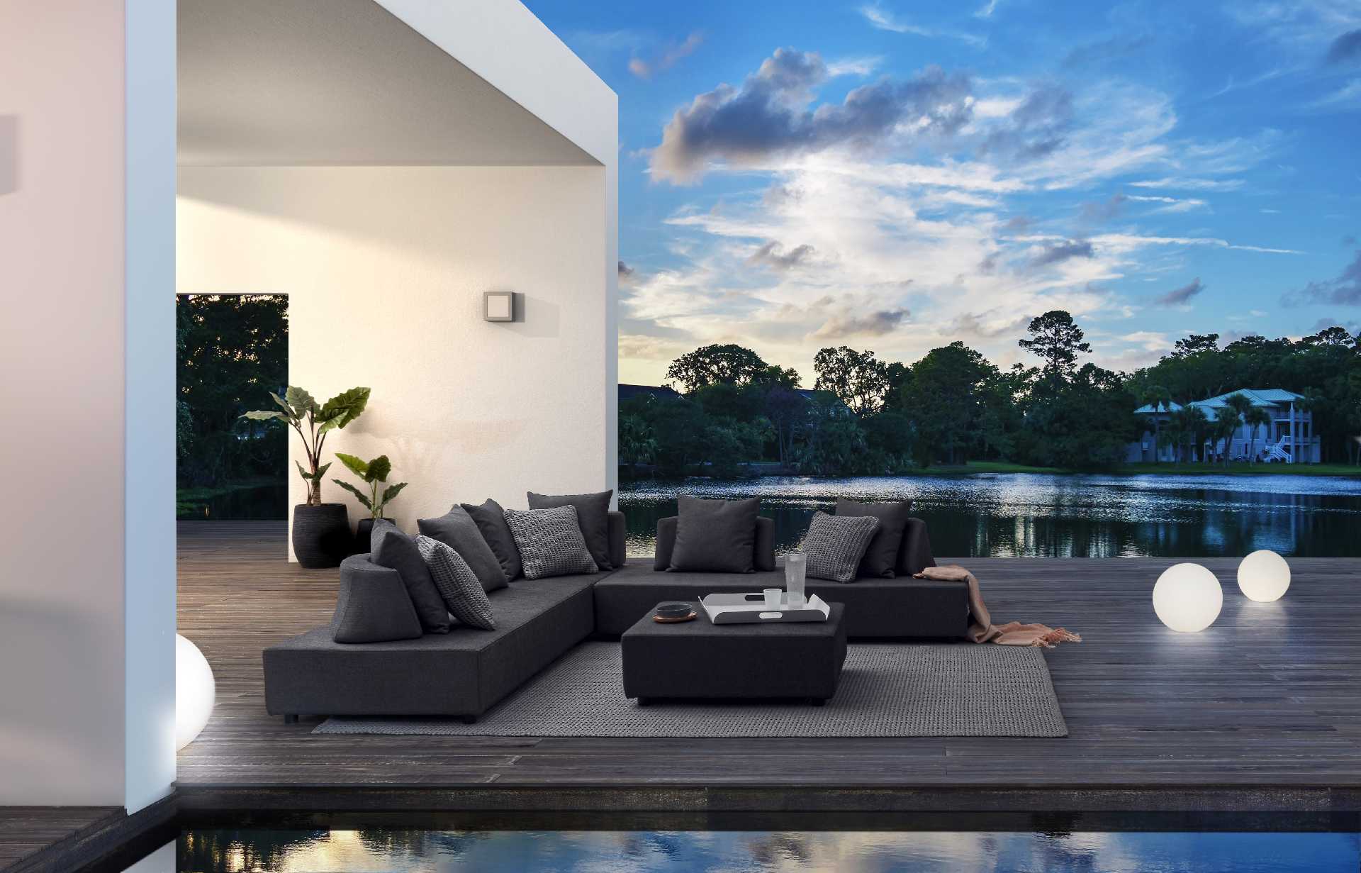 Gartenlounge Sofa Piper mit Kissen und verstellbarer Rückenlehne