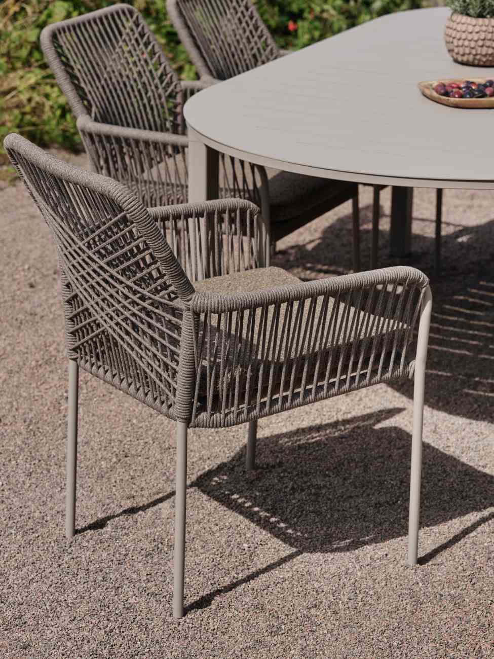 Gartenstuhl Vira mit Kissen, Braun / Taupe