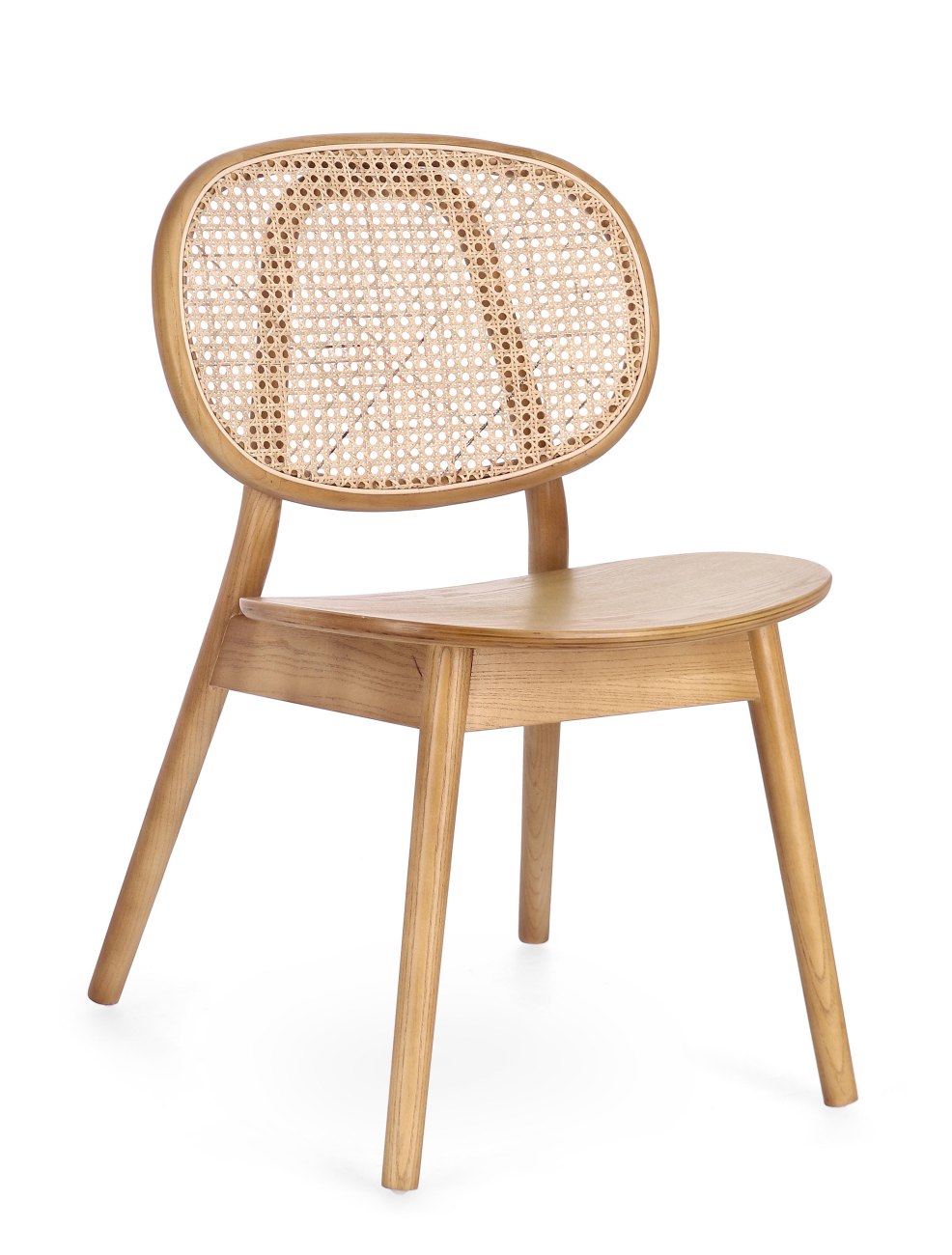 Der Esszimmerstuhl Adolis überzeugt mit seinem modernen Stil. Gefertigt wurde er aus Ulmmenholz, welcher einen natürlichen Farbton besitzt. Die Rückenlehne ist aus Rattan und hat eine natürliche Farbe. Der Stuhl besitzt eine Sitzhöhe von 46 cm.