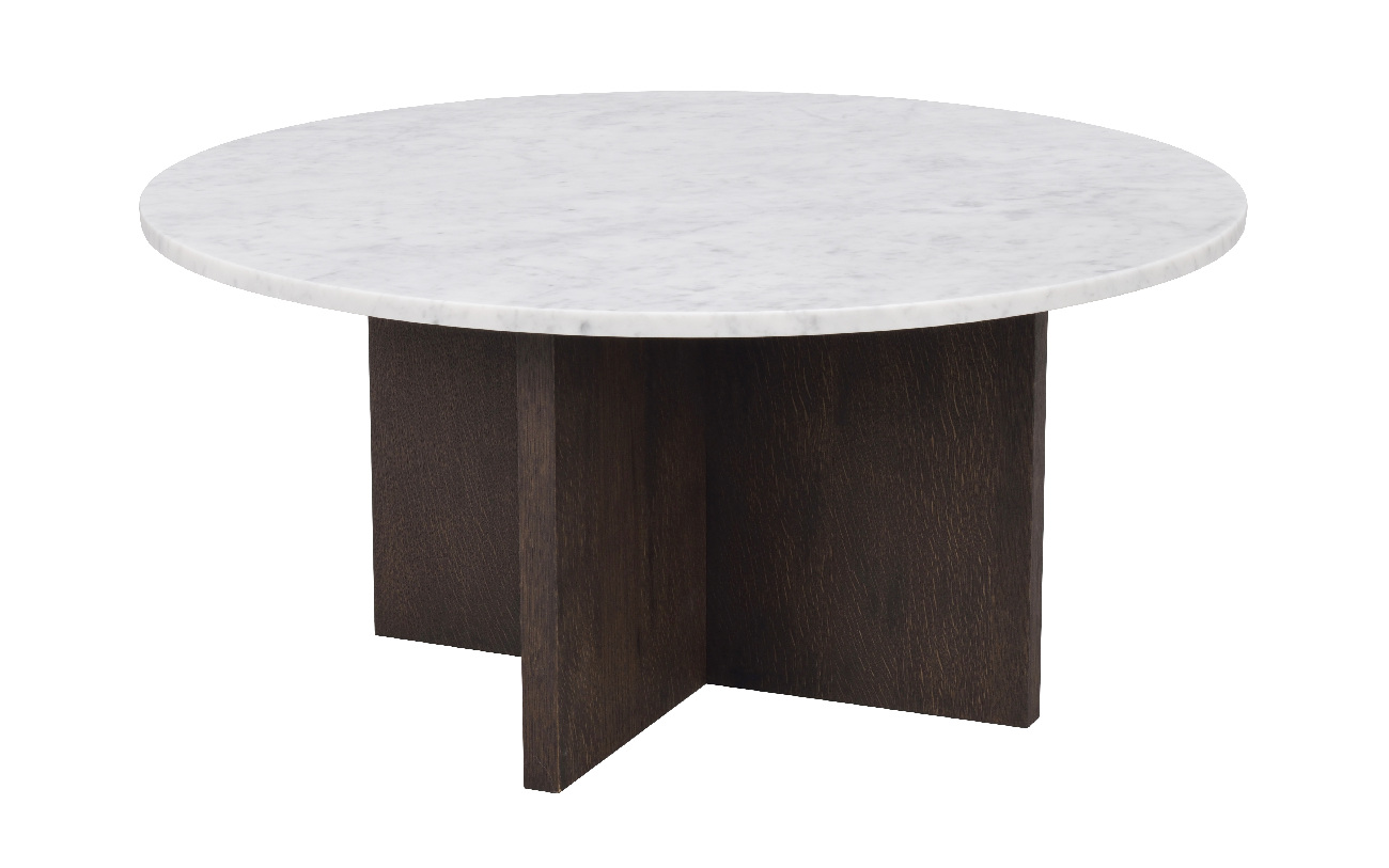 Edles Möbelstück: Couchtisch Brooksville, Marmor Rund 90cm, Weiß / Braun für stilvolle Einrichtung. Couchtisch Brooksville, Marmor Rund 90cm, Weiß / Braun