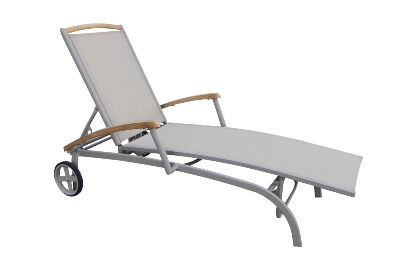 Gartenliege Andy aus Teakholz, Kaki Gartenliege Andy aus Teakholz, Beige