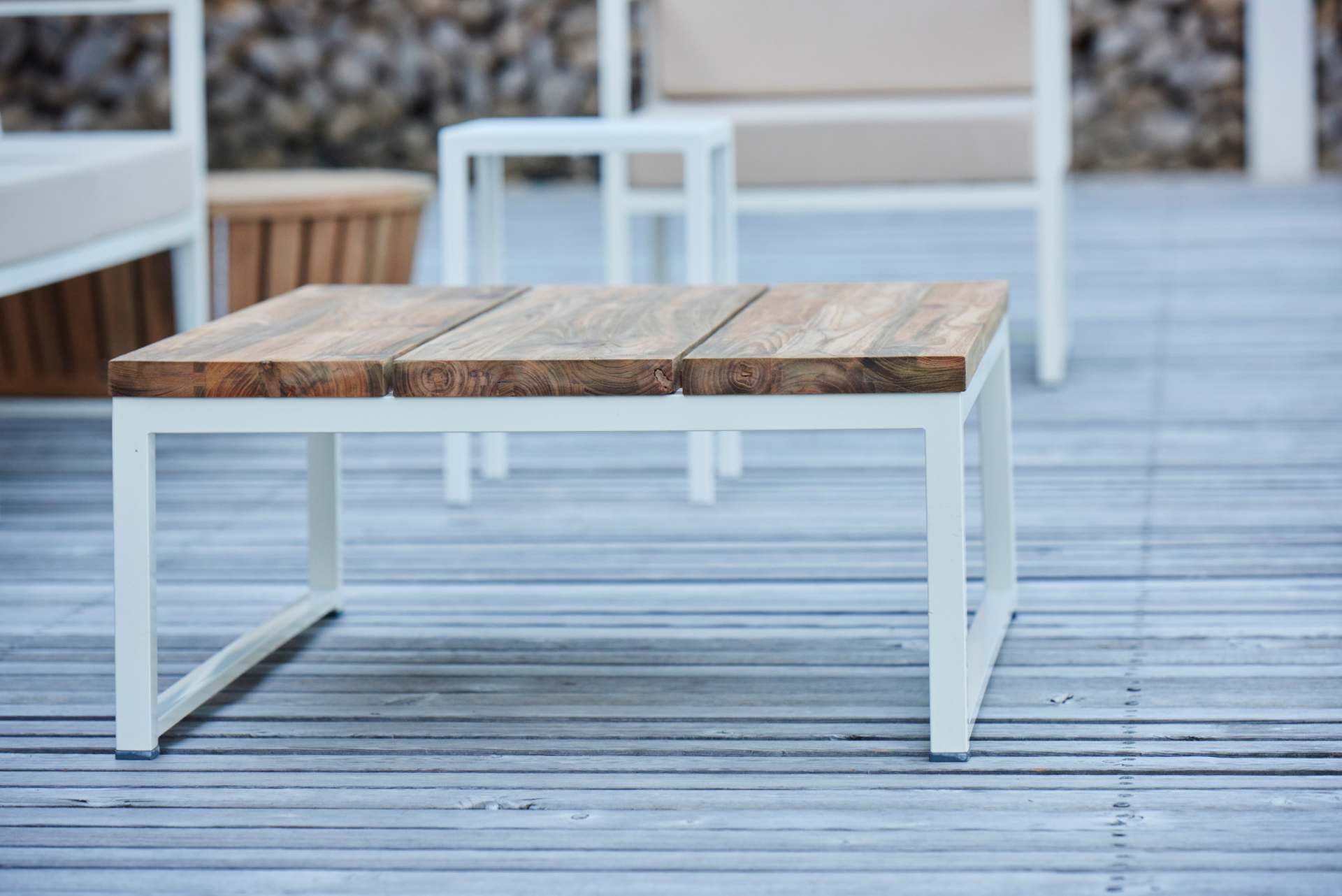 Couchtisch Lux aus Teakholz, Weiß Couchtisch Lux aus Teakholz, Weiß