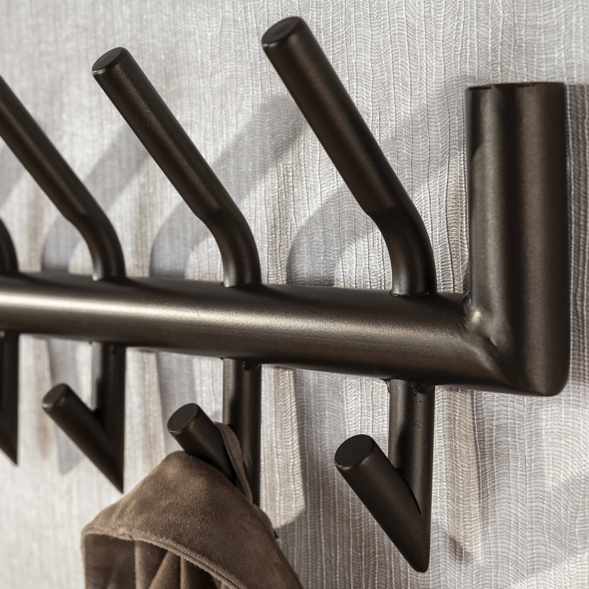 Wandgarderobe Obut Metall mit 16 Haken, Bronze/Drift Brown