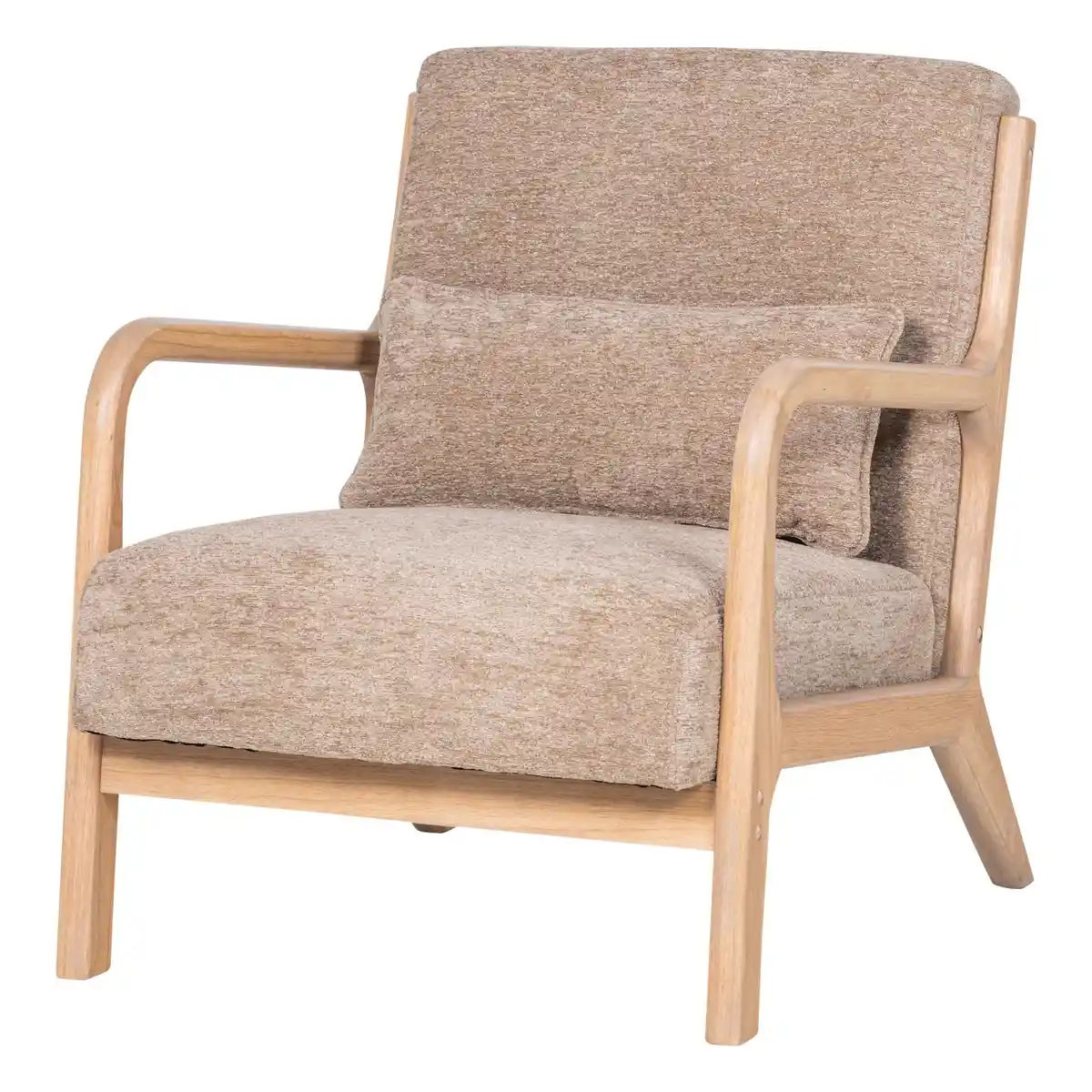 Sessel Mark - Chenille-Stoff Sand, Gestell Natur