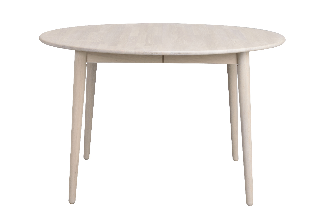 Ausziehtisch Tyler Rund 120/165cm, Eiche Weiß pigmentiert