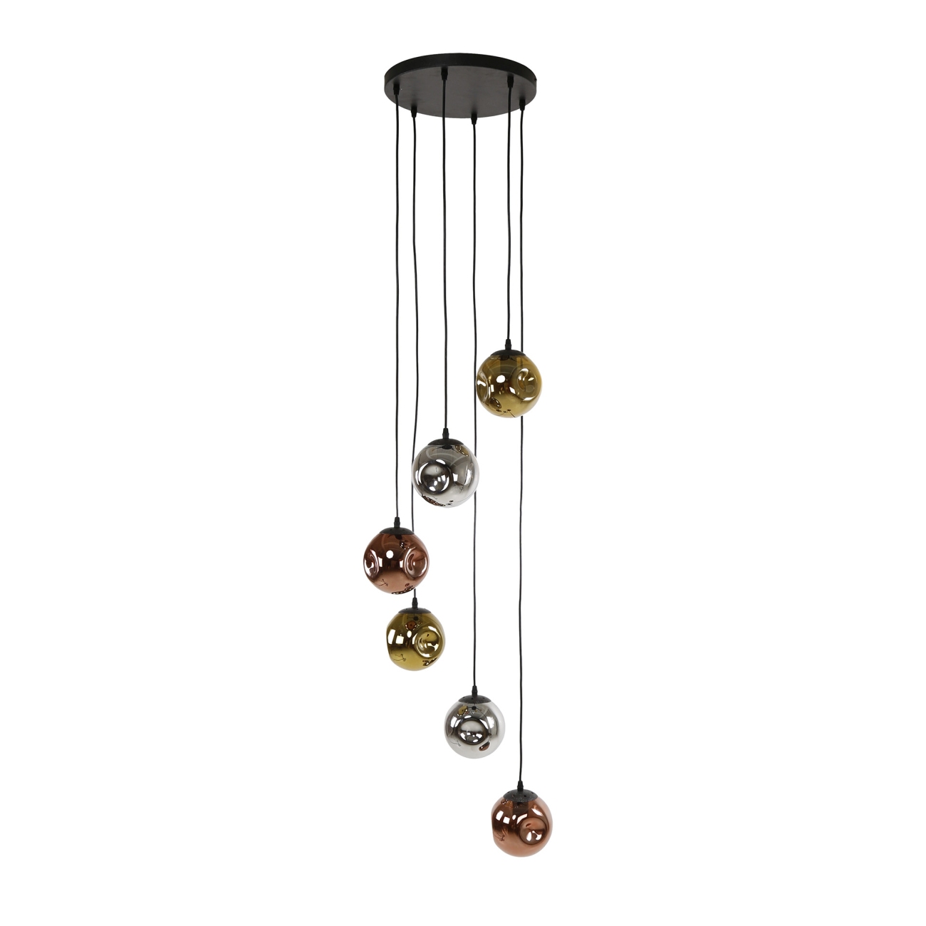 Hängeleuchte Atomoira mit LED - 6-flammig, Gold-, Kupfer-, Chromglas