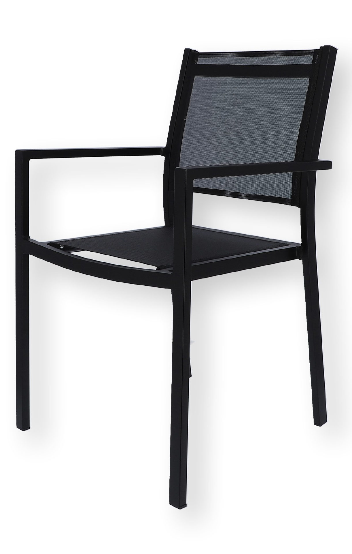 JanKurtz Gartenstuhl Gartensessel Aria Armlehne Textilene Aluminium stapelbar Stapelsessel Aria Aluminium und Textilene, Schwarz / Schwarz