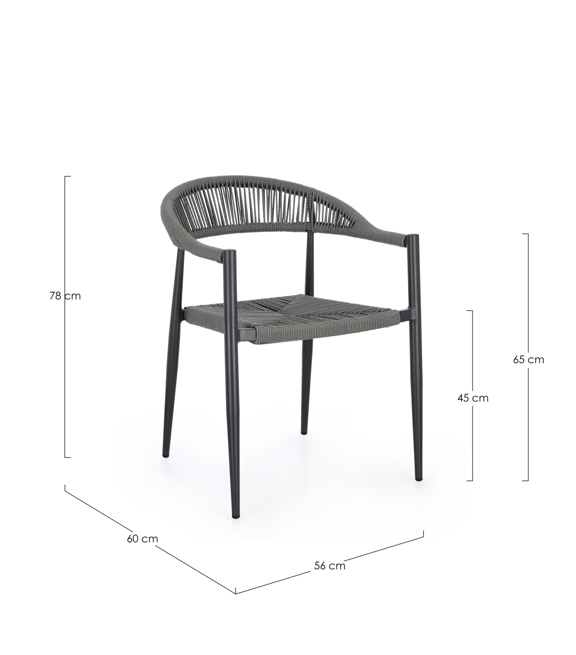 Gartenstuhl Jandia aus Aluminium, Anthrazit / Grau