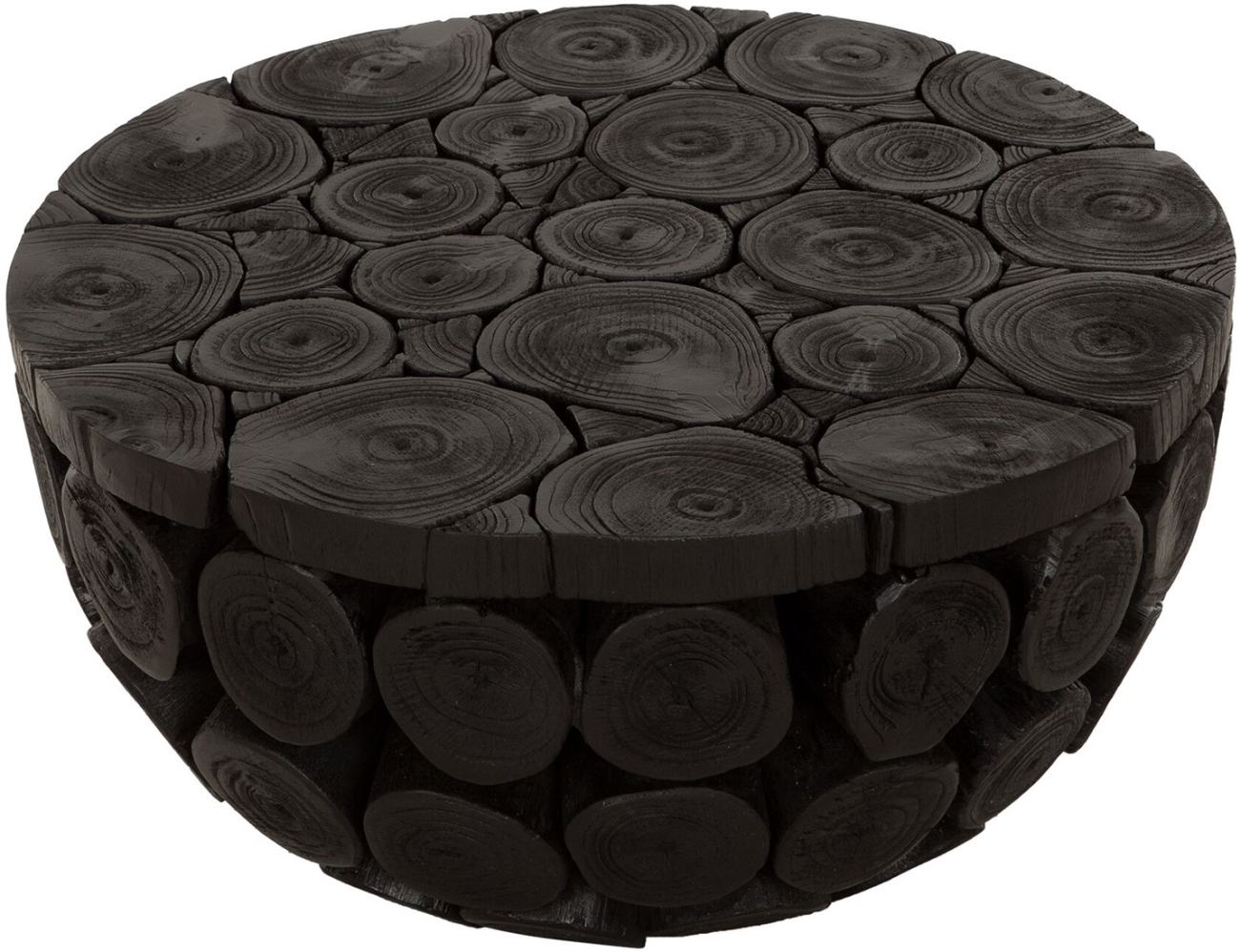Der Couchtisch Cone überzeugt mit seinem modernen Design. Gefertigt wurde es aus recyceltem Teakholz, welches einen schwarzen Farbton besitzt. Der Couchtisch besitzt einen Durchmesser von 62 cm.