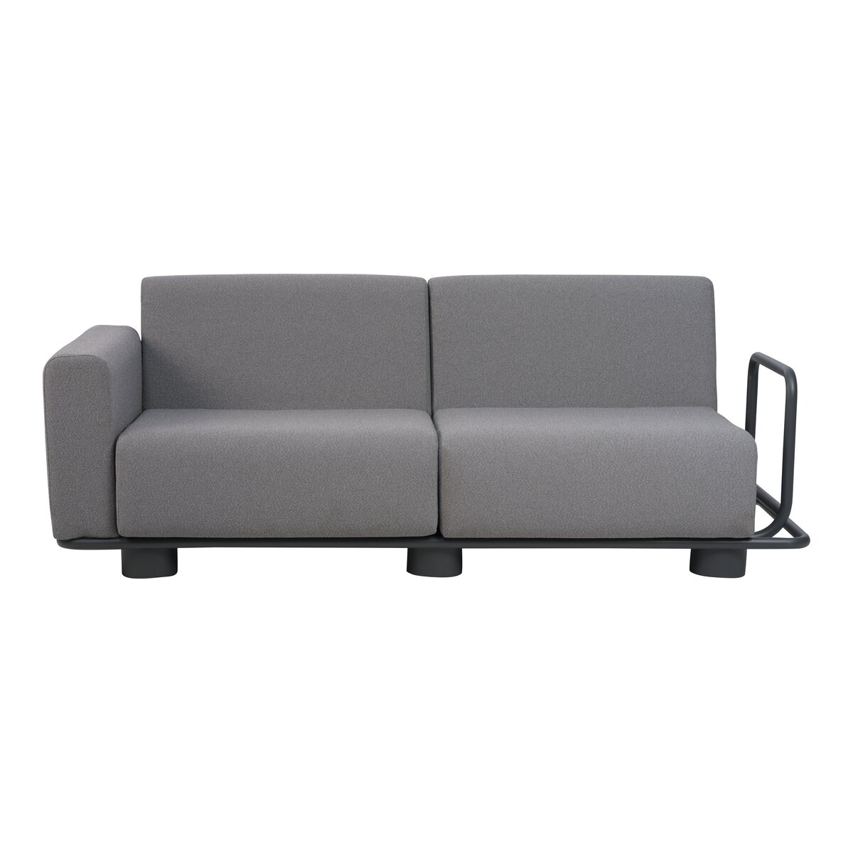 Gartensofa Bolster 2,5-Sitzer, Aluminium & Teddy-Stoff, Grau