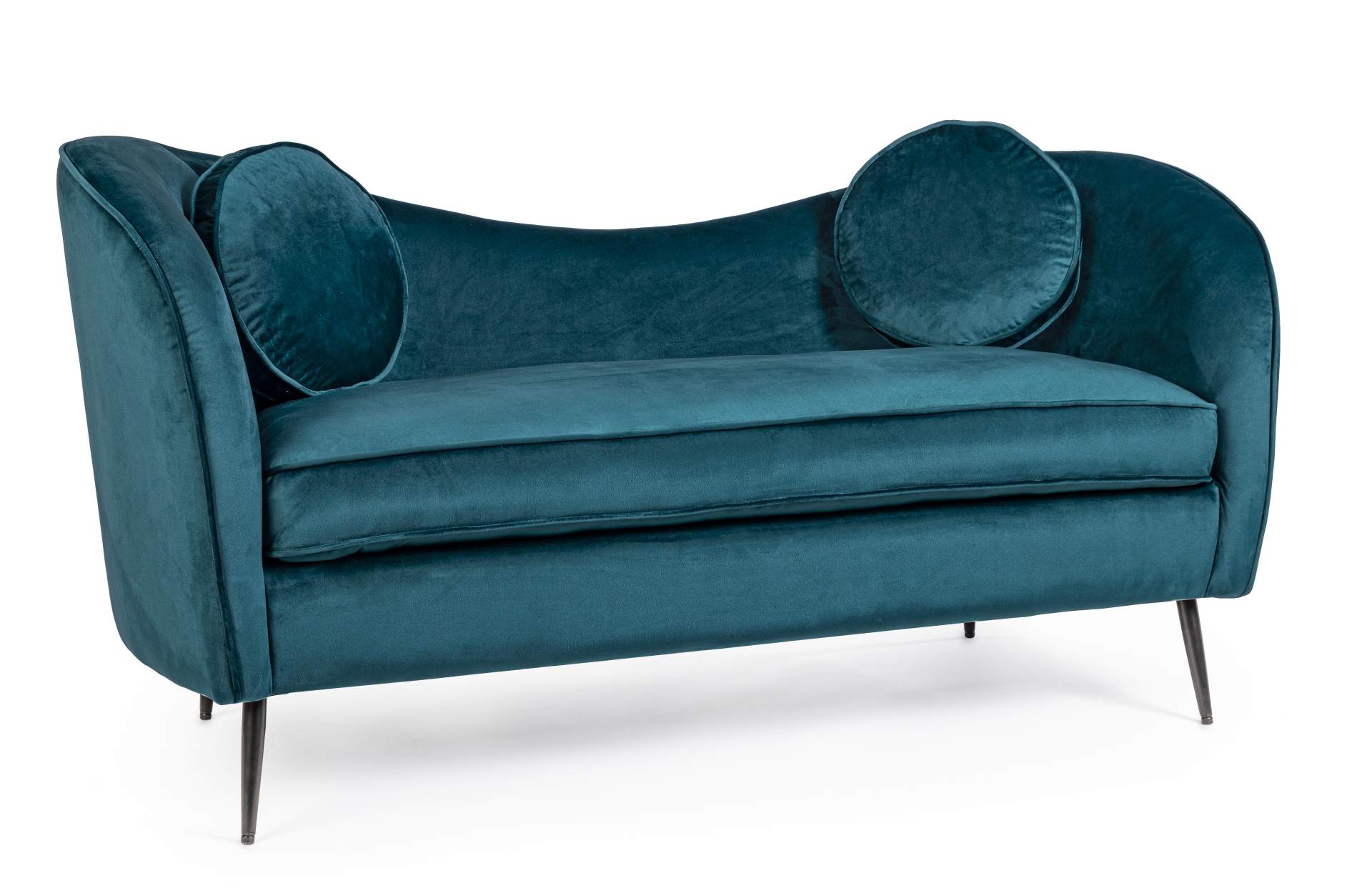 Bizzotto 2-Sitzer Sofa Candis in Samt-Optik, Blau 0743699