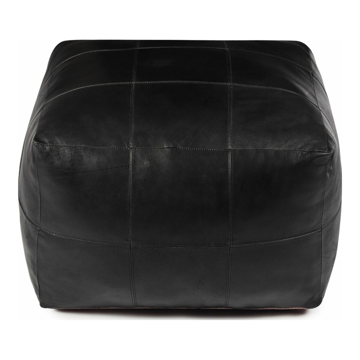 Pouf Anneta aus Leder 75x75 cm, Schwarz