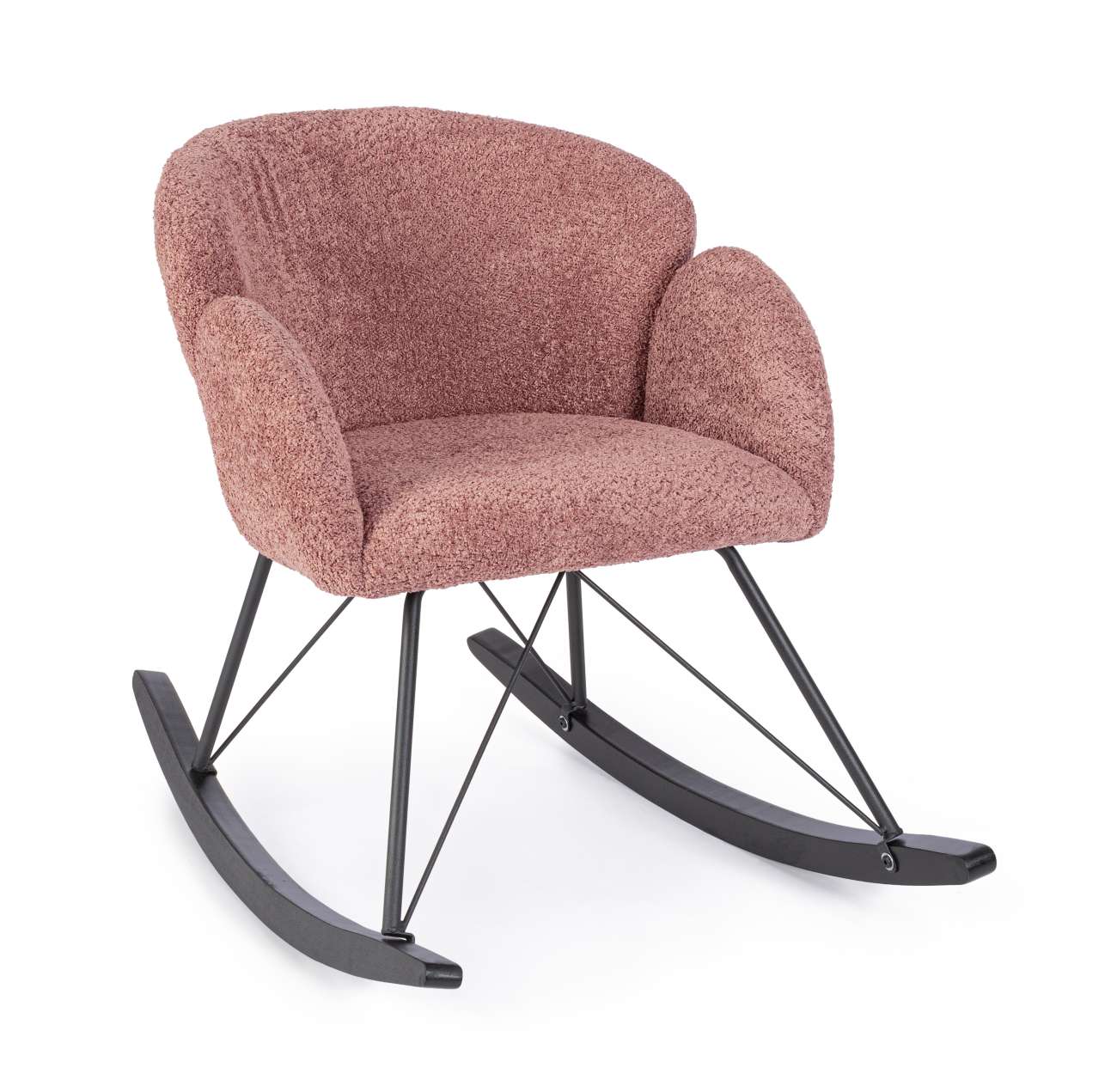 Der Schaukelsessel Sibilla überzeugt mit seinem modernen Stil. Gefertigt wurde er aus Stoff, welcher einen roten Farbton besitzt. Das Gestell ist aus Metall und hat eine schwarze Farbe. Der Sessel besitzt eine Sitzhöhe von 48 cm.