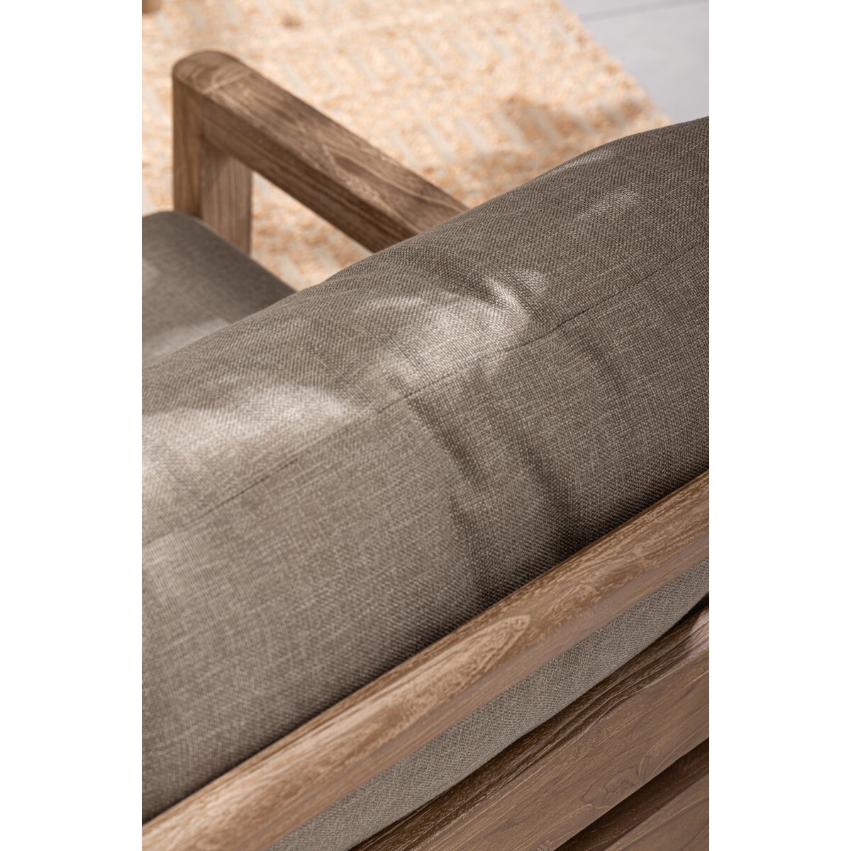 2-Sitzer Gartensofa Maynard - recyceltes Teakholz Braun, Olefin-Stoff Grün
