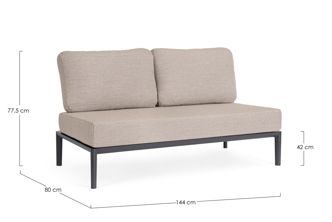 Gartenmodulsofa Gerald aus Aluminium Einzel-Element, Anthrazit