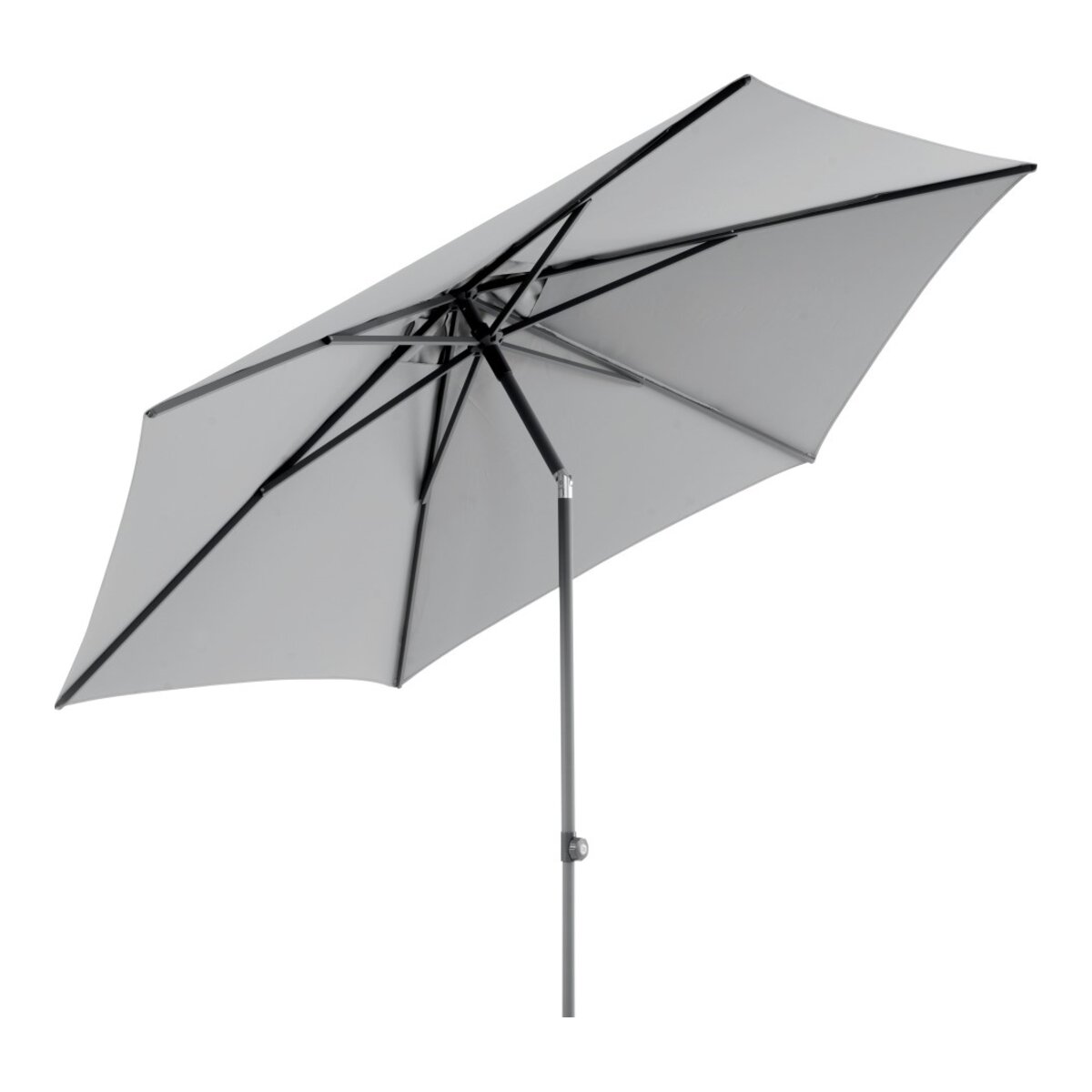 Sonnenschirm Poppi von Brafab aus Aluminium und Polyester, neigbar, rund, grau, Ø 300 cm
