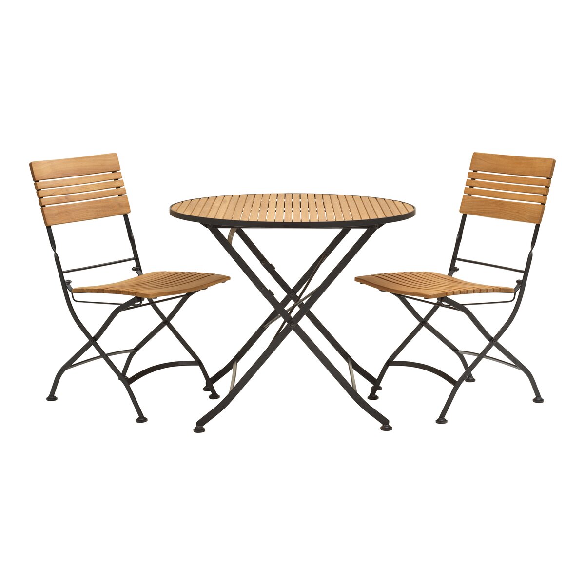 Gartenstuhl Brewer aus Teakholz, Klappbar, Schwarz / Natur