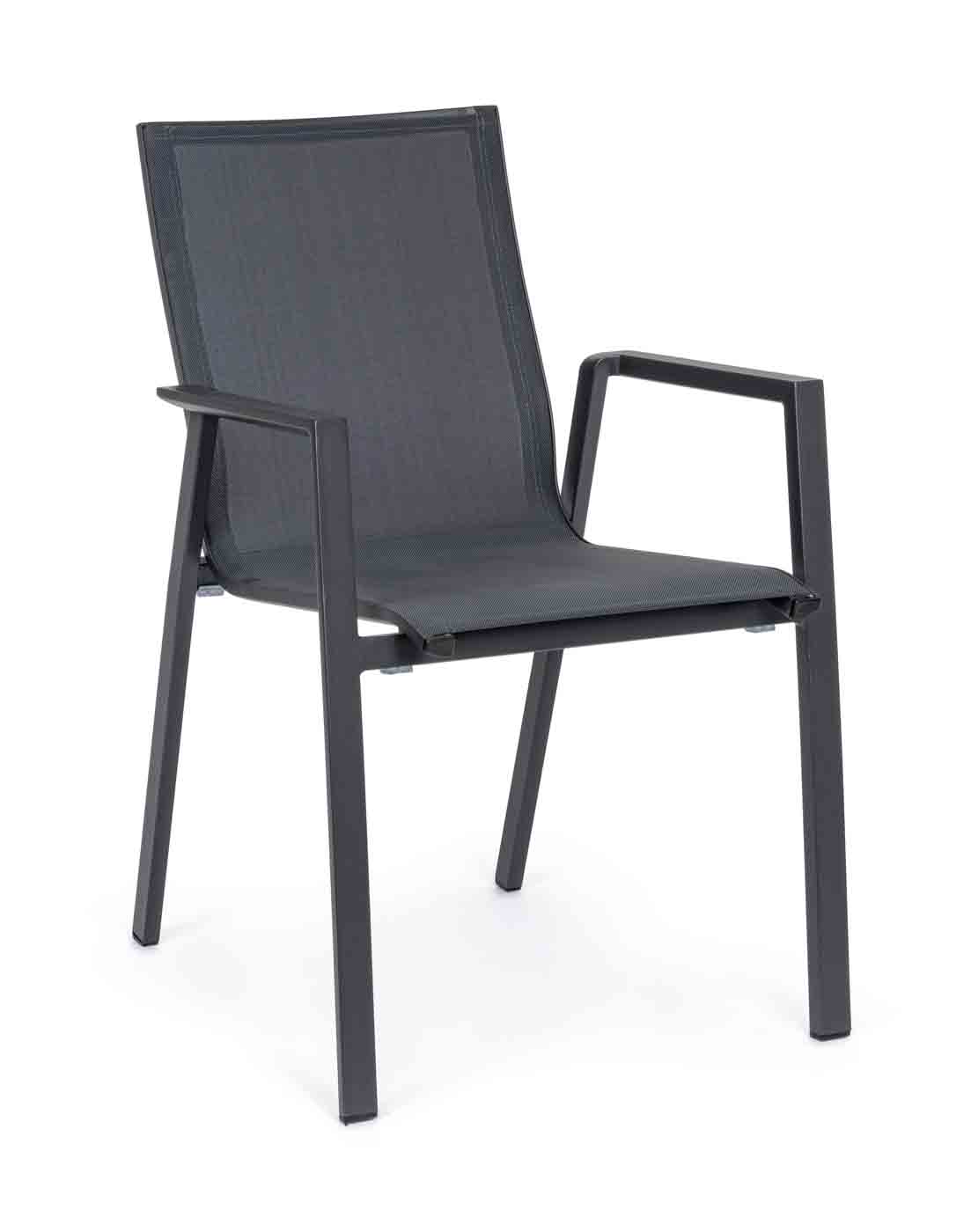 Gartenstuhl Krion stapelbar mit Armlehne, Anthrazit Gartenstuhl Krion stapelbar mit Armlehne, Anthrazit