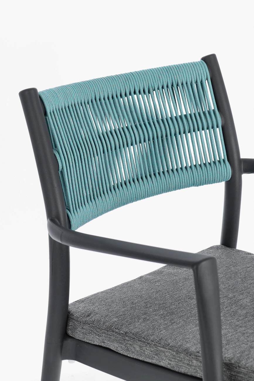 Gartenstuhl Alvin mit Armlehne, Anthrazit / Avio