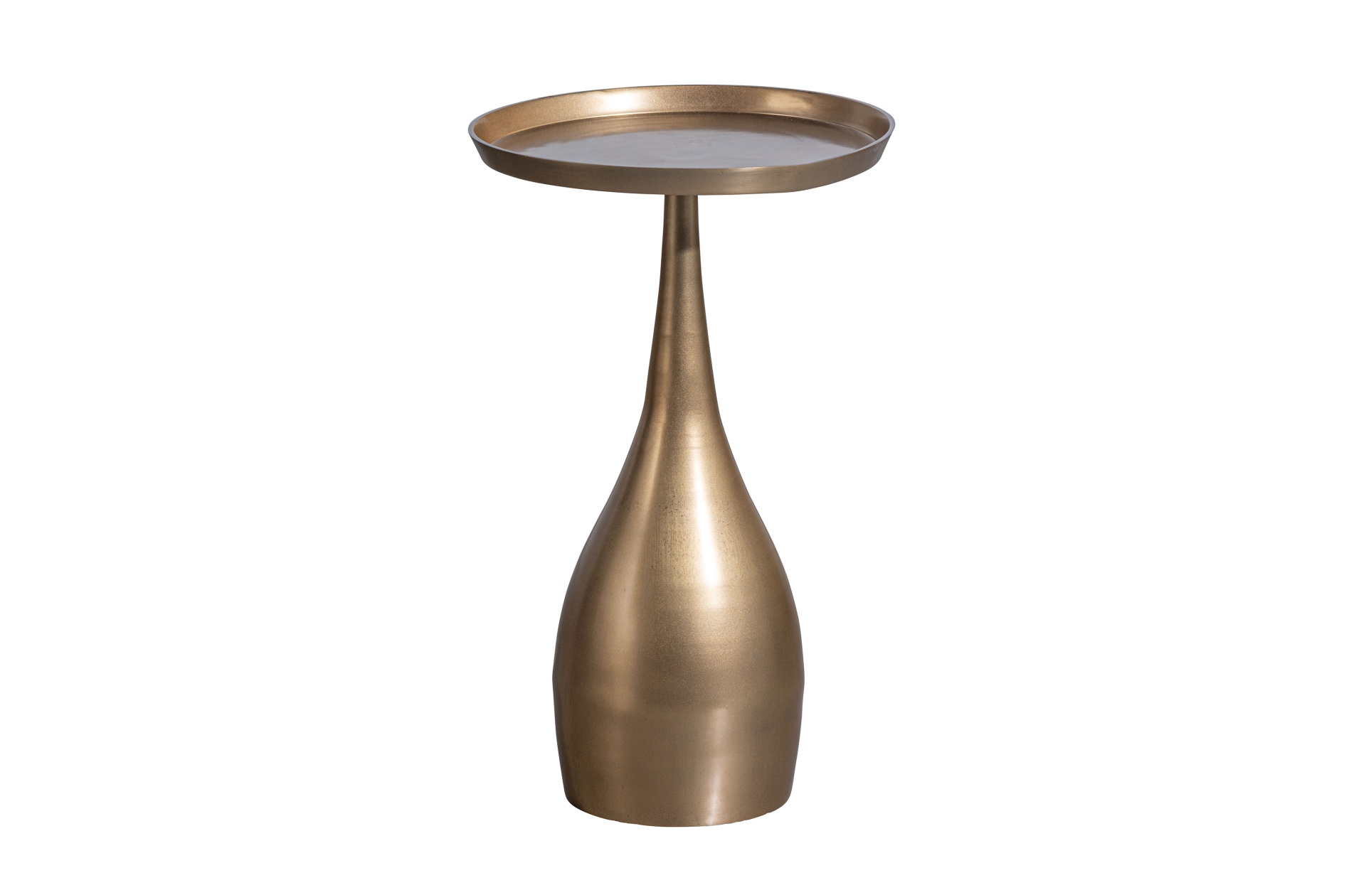Der Beistelltisch Cone überzeugt mit seinem modernem Design. Gefertigt wurde der Tisch aus Metall, welches einen Antique Farbton besitzt.
