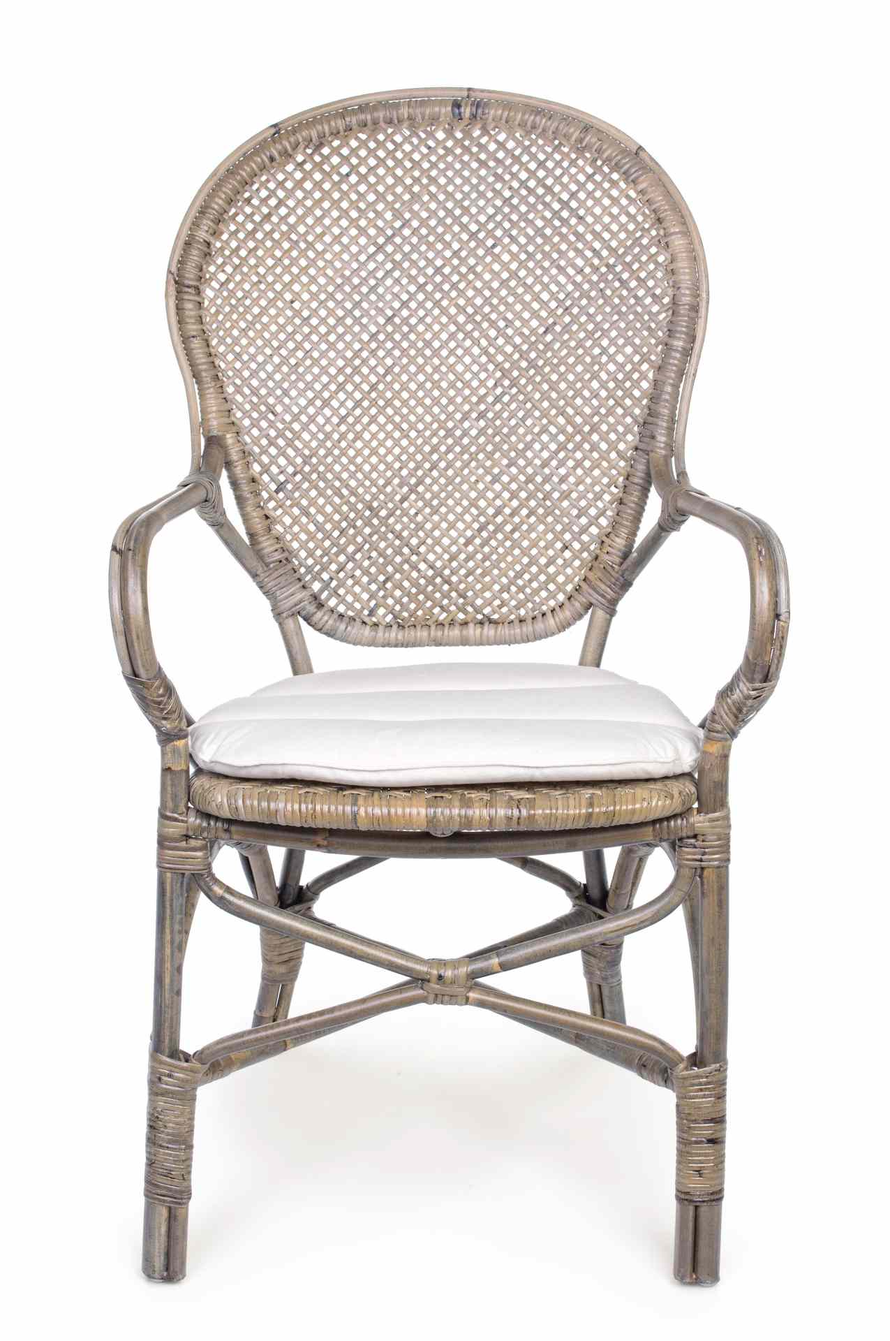 Der Stuhl Edelina überzeugt mit seinem klassischem Design. Gefertigt wurde der Stuhl aus Rattan, welches einen natürlichen Farbton besitzt. Der Stuhl beinhaltet ein Sitzkissen aus Baumwolle. Die Sitzhöhe beträgt 47 cm.