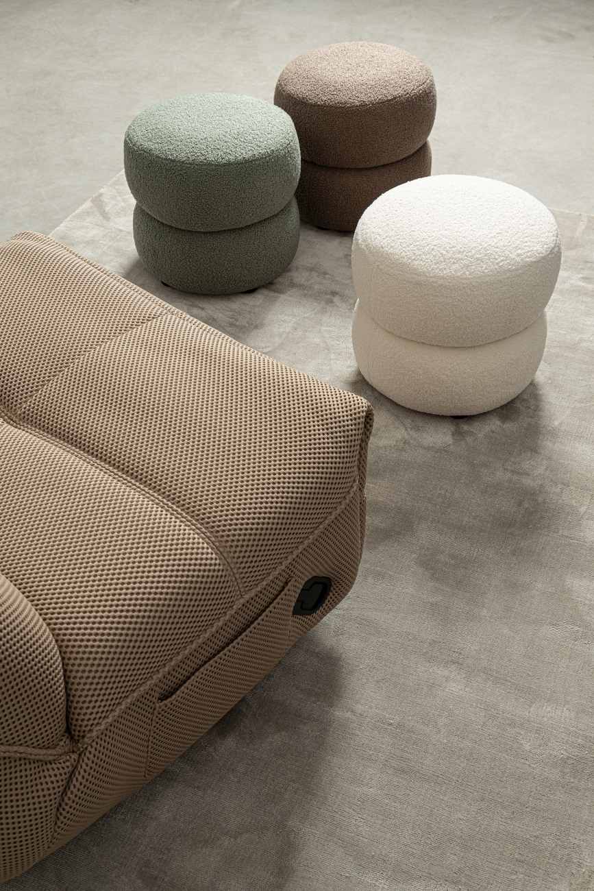 Hocker Gabby aus Boucle-Stoff, Braun