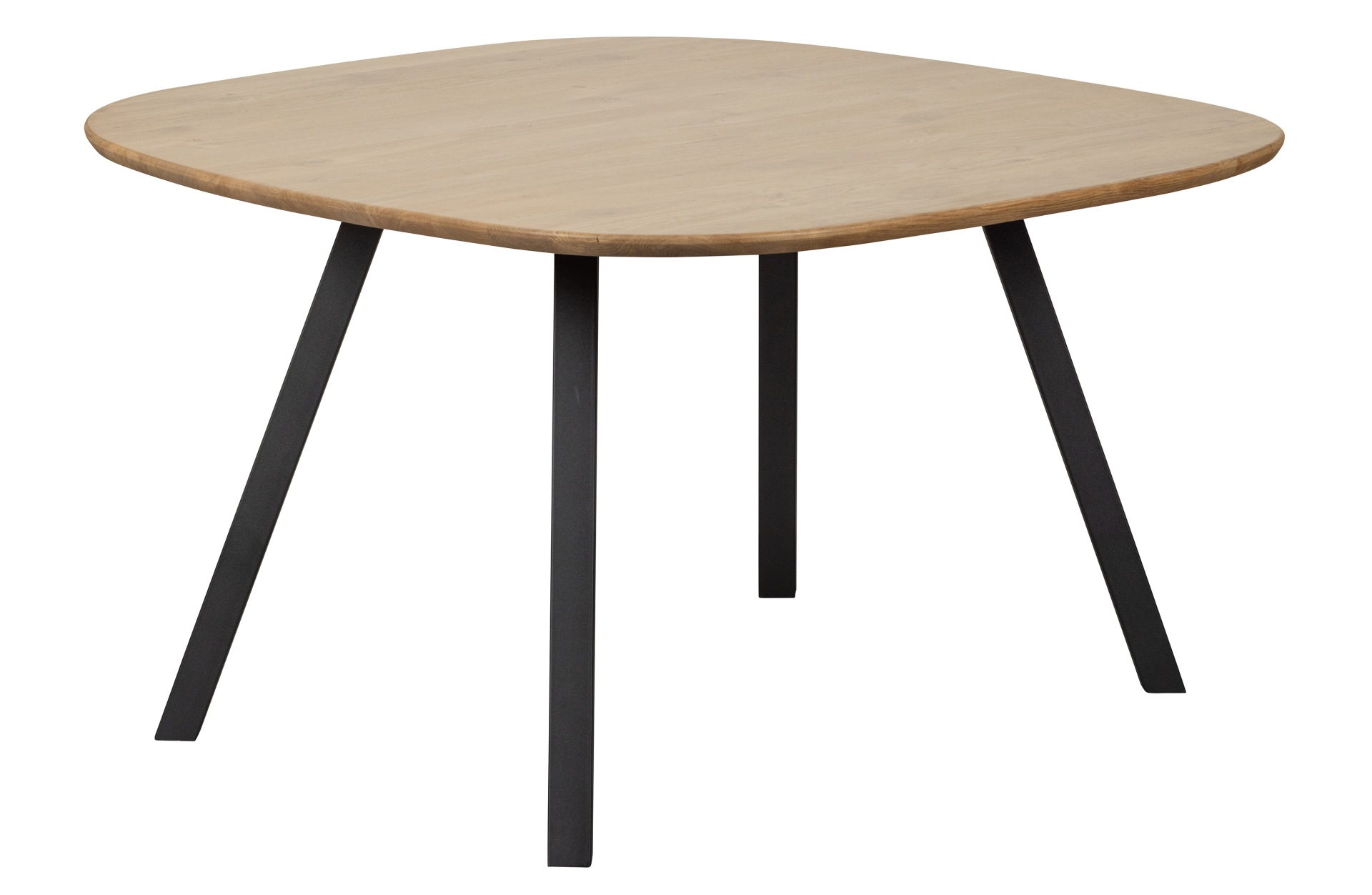 Der Esstisch Tablo überzeugt mit seiner besonderen Form. Gefertigt wurde der Tisch aus Eichenholz und in Kombination mit dem Metallgestell entsteht ein besonderes Design.
