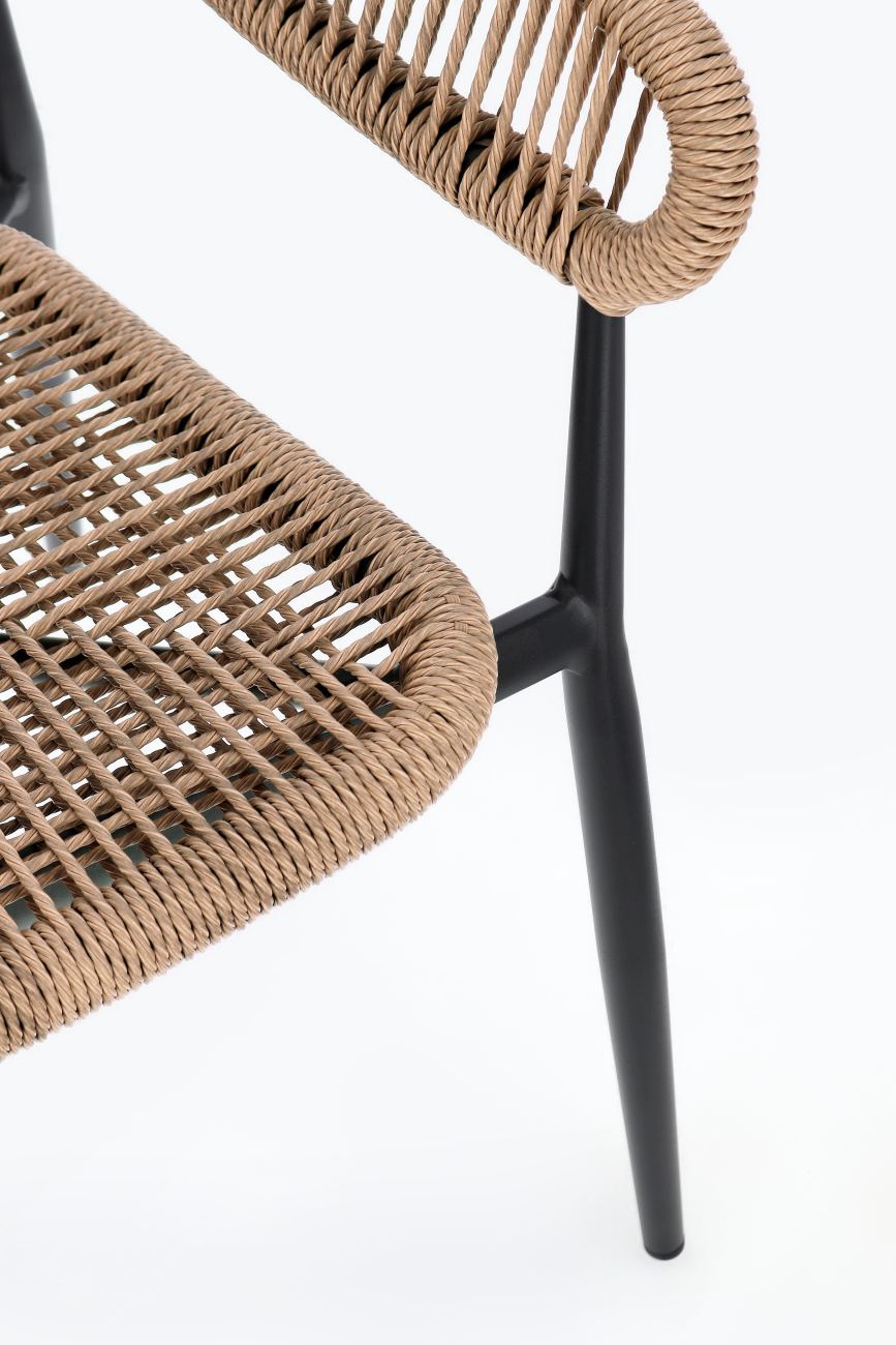 Gartenstuhl Algaida aus Aluminium, Anthrazit / Natur