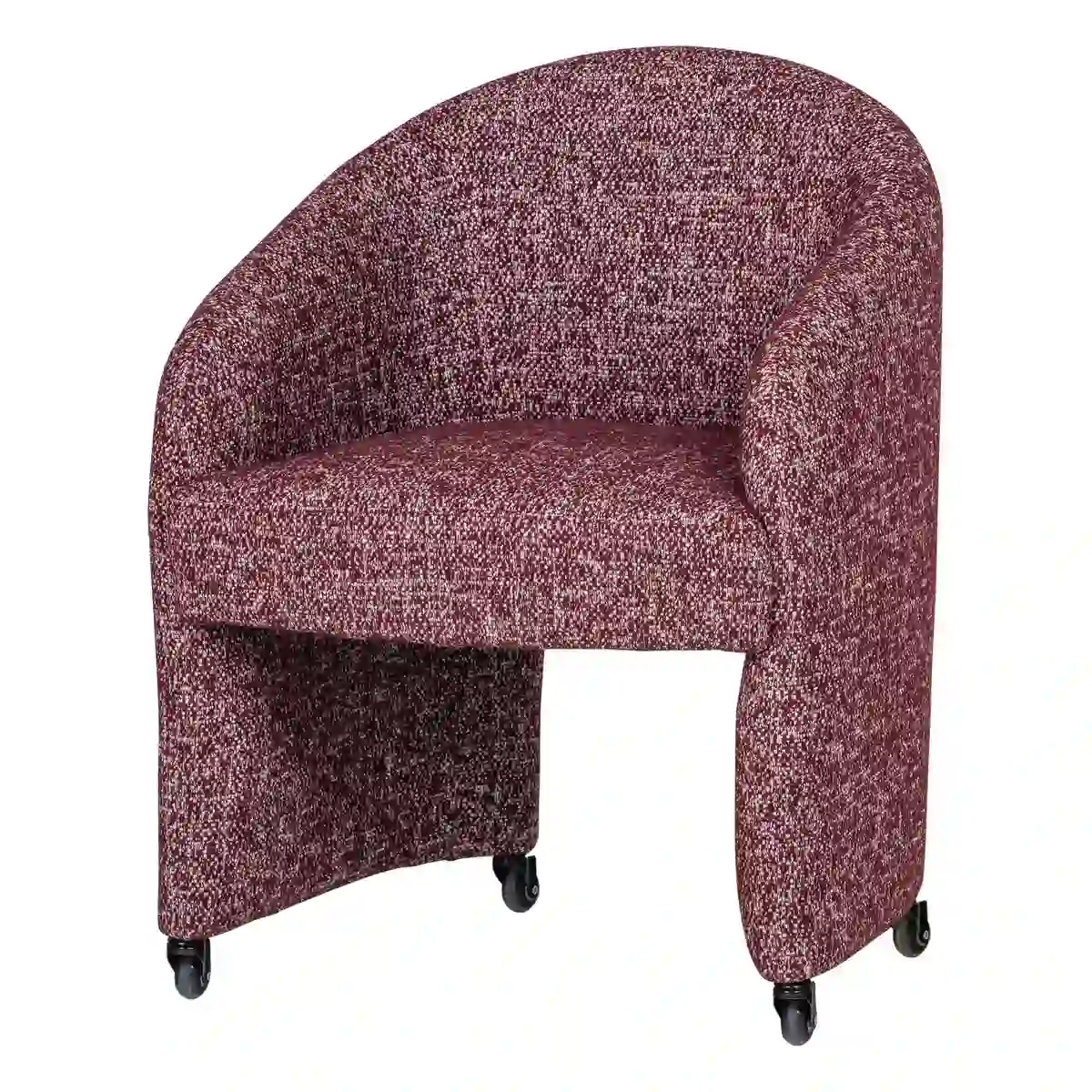 Armlehnstuhl Cordo - Melange-Stoff Burgunderrot, mit Rädern