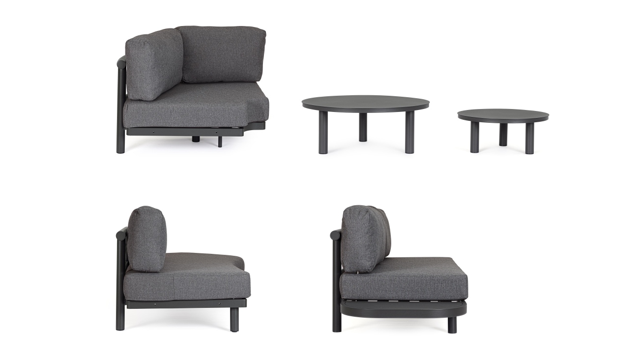 Gartenecksofa Hercules Inkl. Couchtisch-Set, Anthrazit