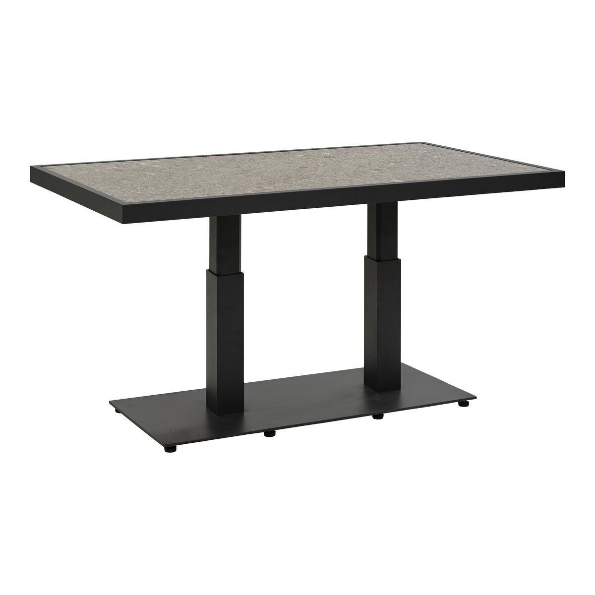 Gartencouchtisch Scale - Aluminium & Keramik, Höhenverstellbar, 140x85 cm, Schwarz