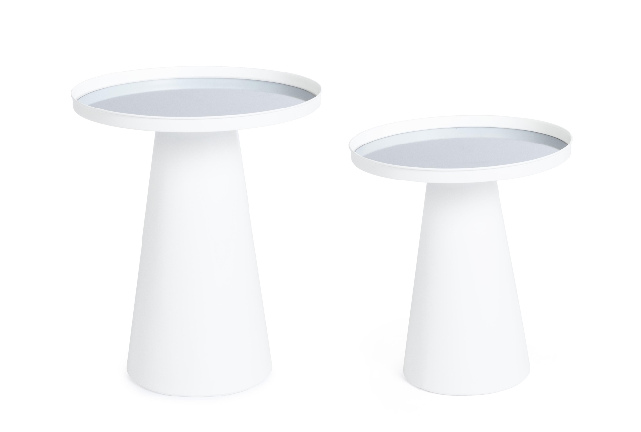 Beistelltisch Reflex 2er-Set aus Metall, Weiß