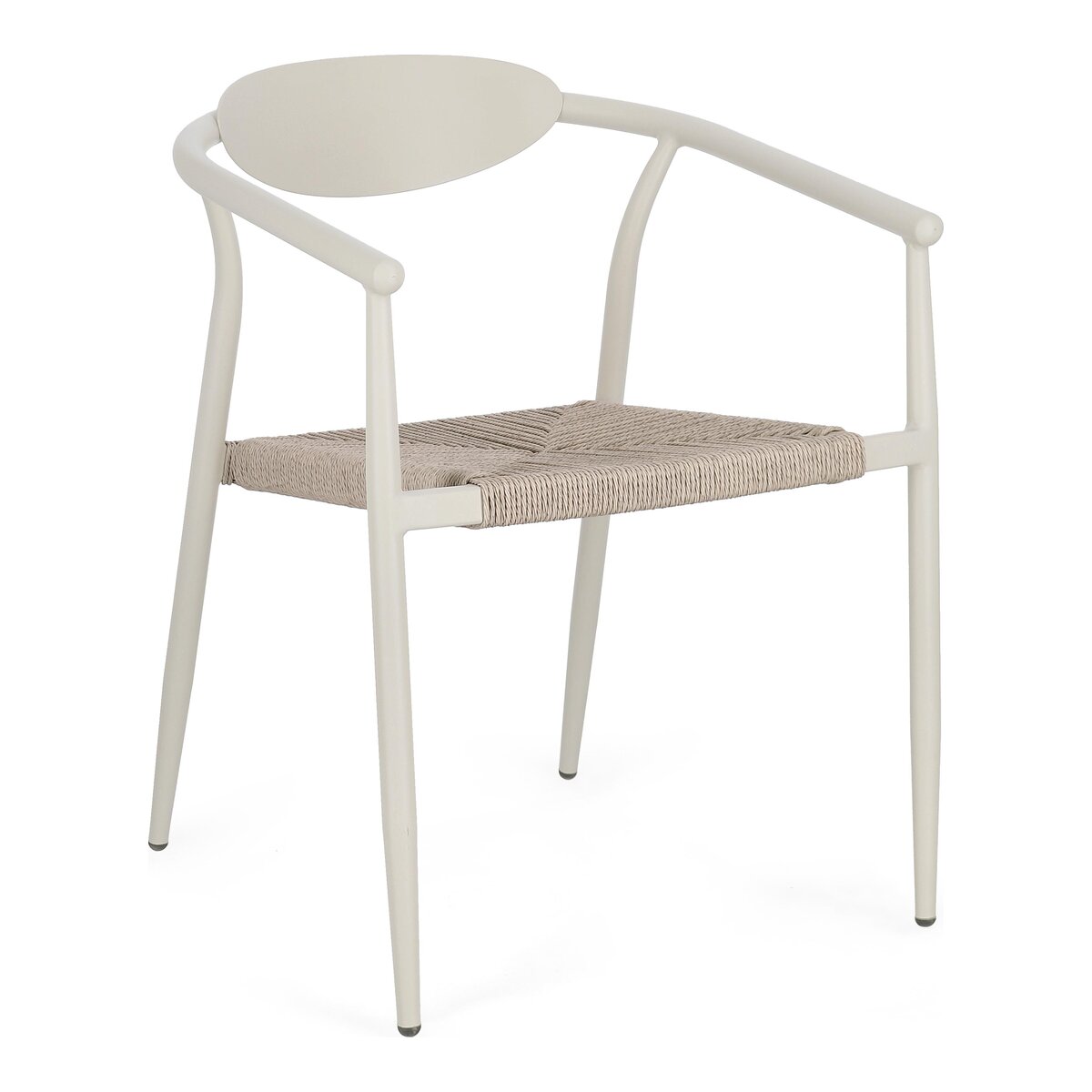 4er-Set Gartenstuhl Linares - Aluminium Cremeweiß, mit Armlehnen
