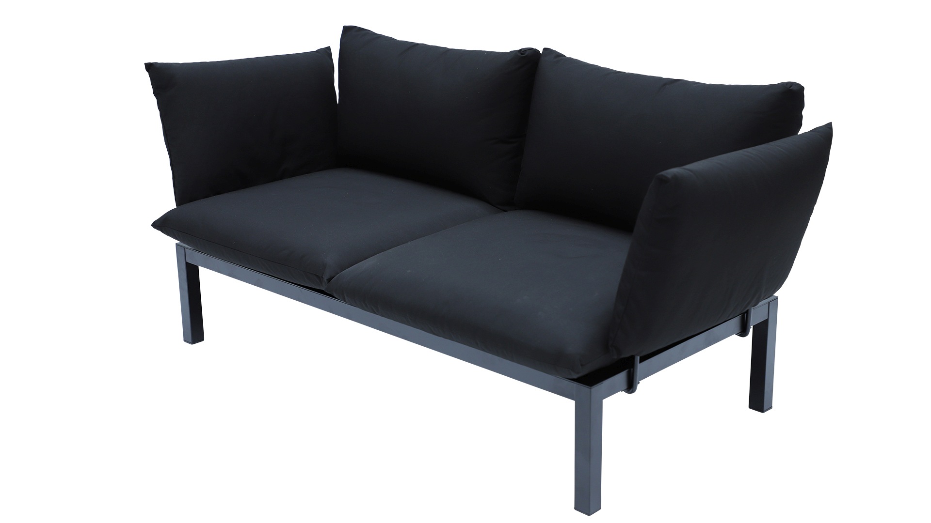 Sitzgruppe Domino 2er-Sofa mit 2 Sessel, Schwarz/Schwarz