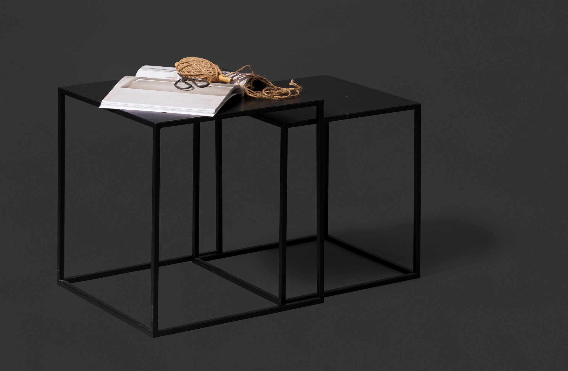 Der Beistelltisch Ziva wurde aus Metall gefertigt, welches einen schwarzen Farbton besitzt. Der Tisch ist als 2er-Set verfügbar und hat ein modernes Design.