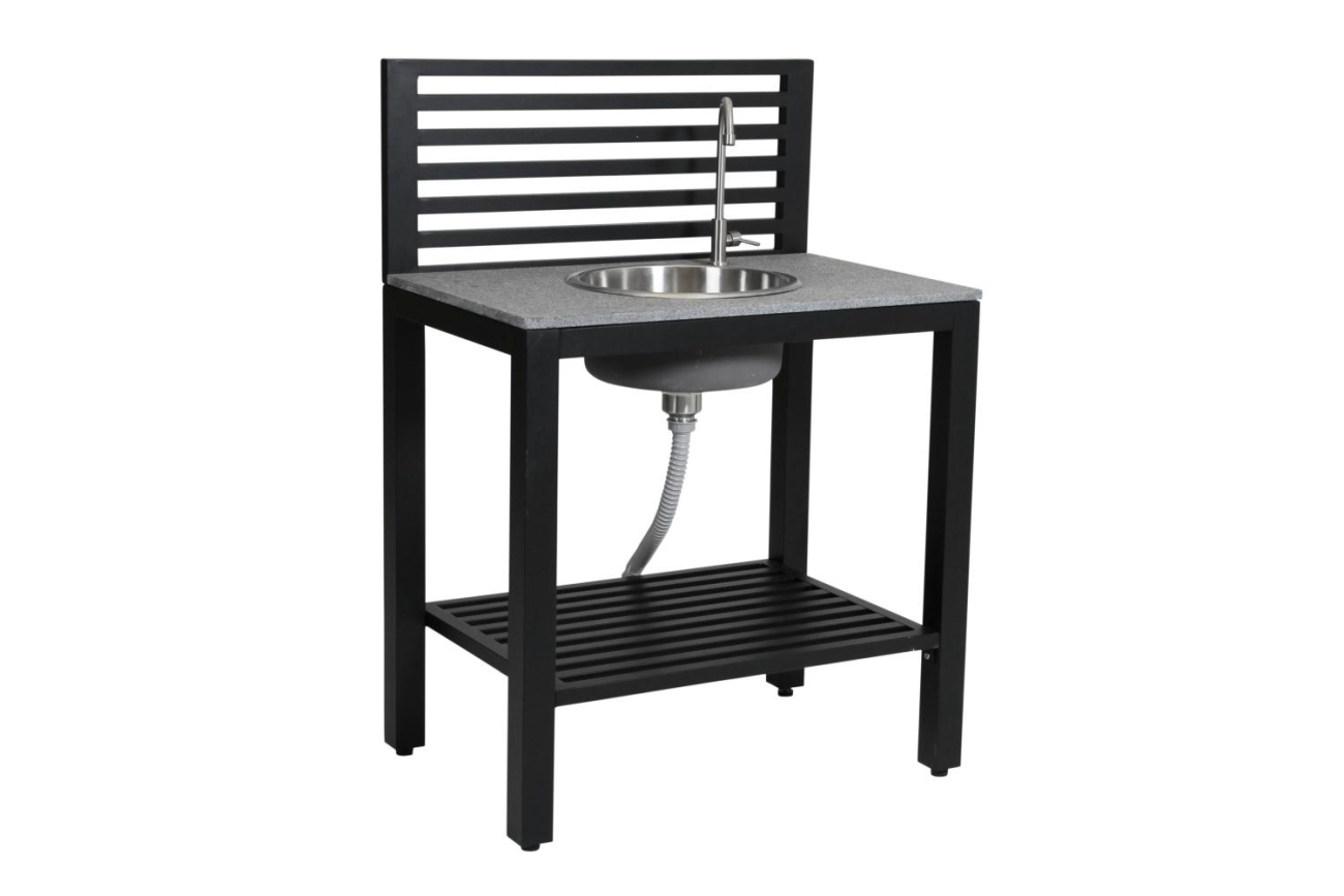 Gartenküche Bellac mit Waschbecken, Schwarz Gartenküche Bellac mit Waschbecken, Schwarz