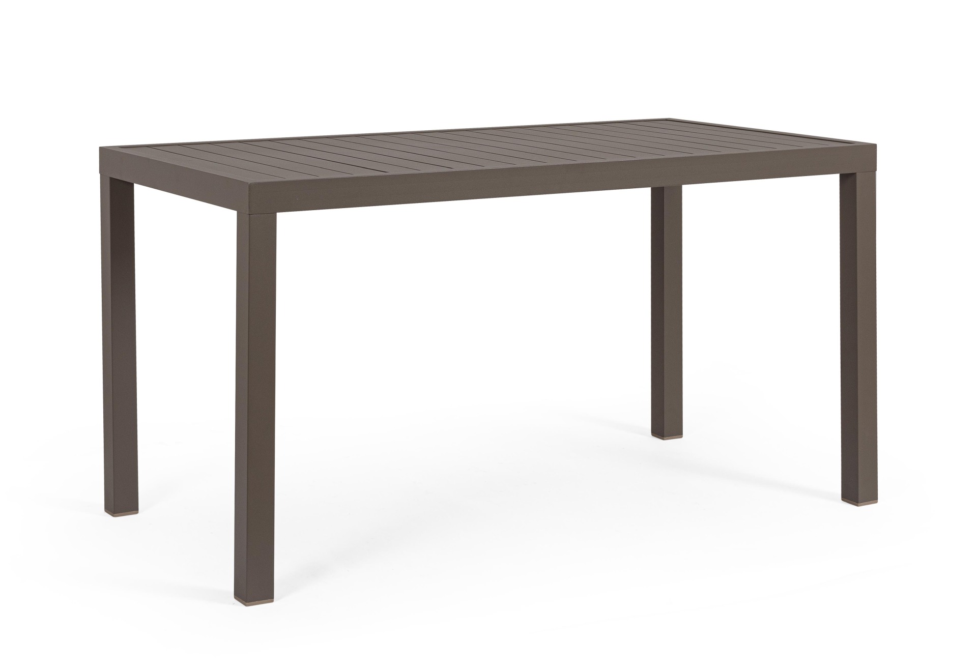 Der Gartentisch Hilde überzeugt mit seinem modernen Design. Gefertigt wurde er aus Aluminium, welches einen braunen Farbton besitzt. Das Gestell ist aus auch Aluminium und hat eine braune Farbe. Der Tisch verfügt über eine Länge von 130 cm und ist für den