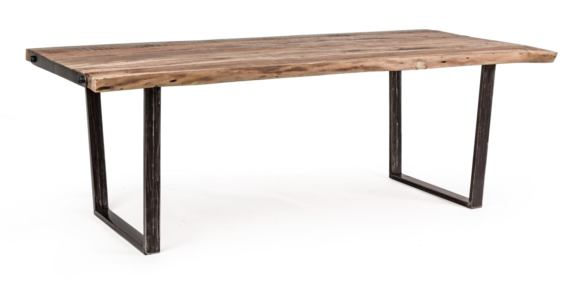 Der Esstisch Elmer überzeugt mit seinem moderndem Design. Gefertigt wurde er aus Akazienholz, welches einen natürlichen Farbton besitzt. Das Gestell des Tisches ist aus Metall und ist in eine schwarze Farbe. Der Tisch besitzt eine Breite von 220 cm.