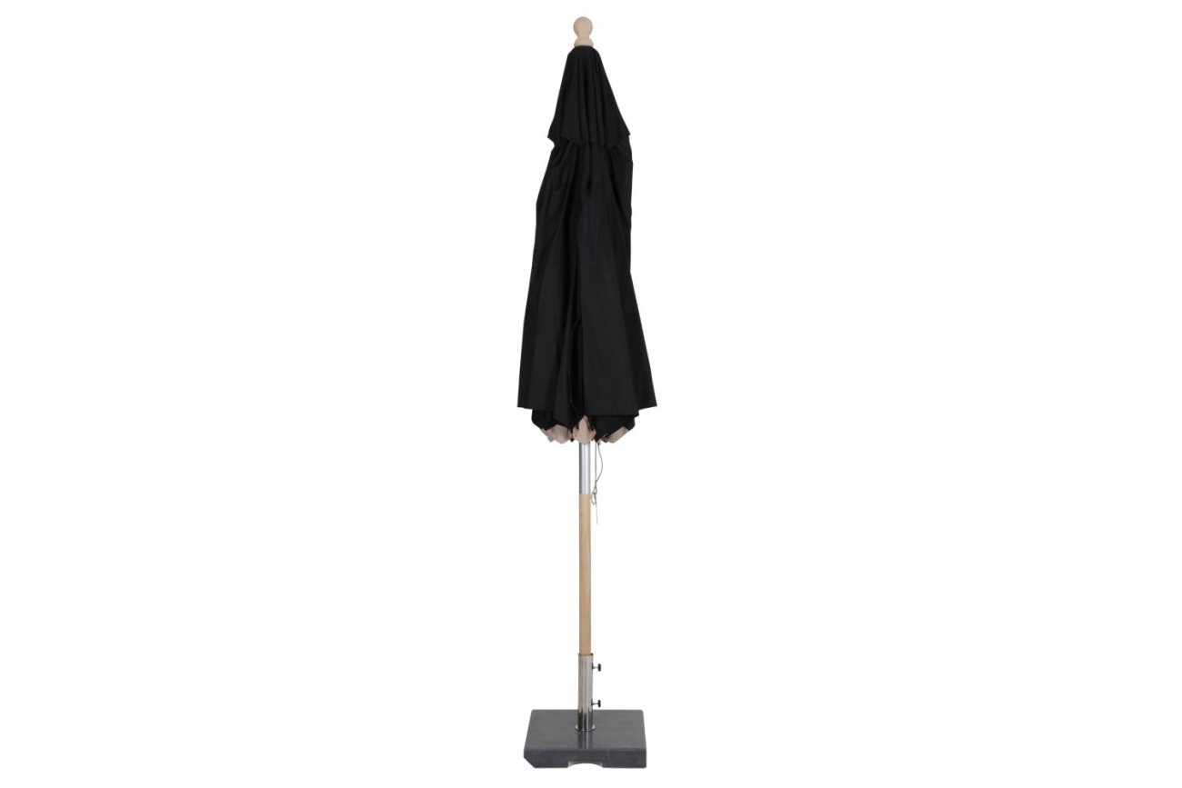 Sonnenschirm Reggio aus Buchenholz und Polyester, modern skandinavisch, schwarz, Ø 300 cm
