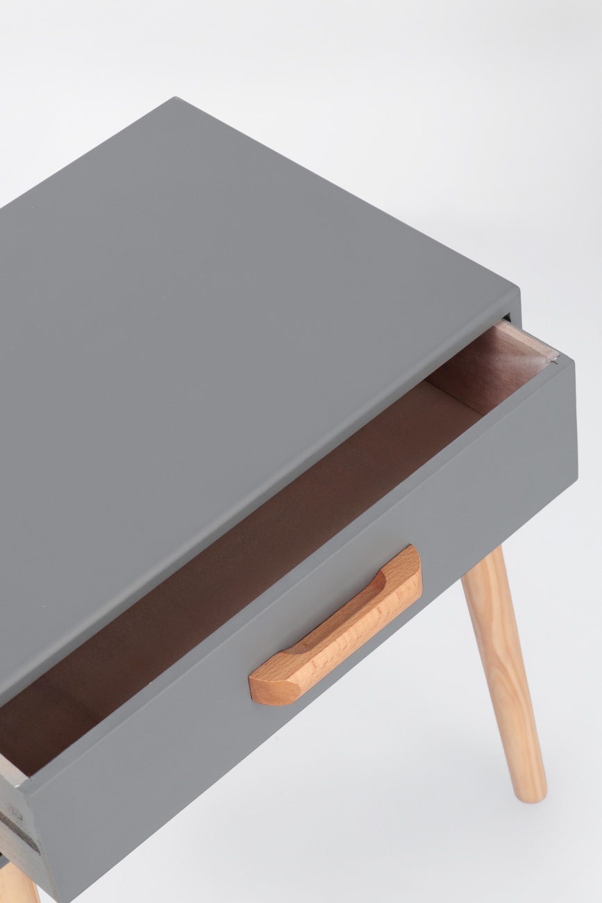 Nachttisch Ordinary aus Kiefernholz, Grau