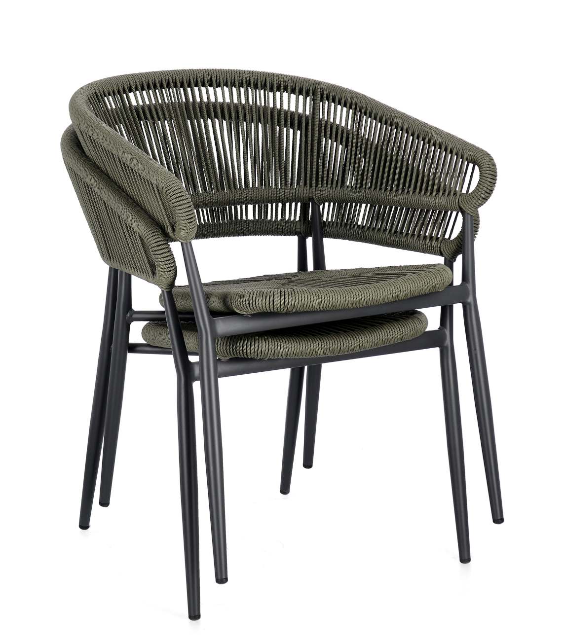 Gartenstuhl Algaida aus Aluminium, Anthrazit / Grün