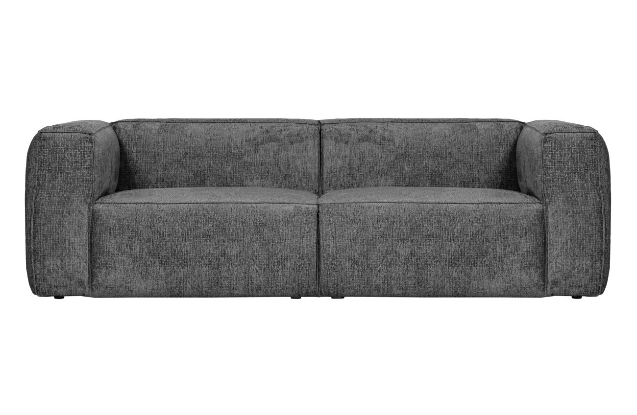 Das Sofa Bean überzeugt mit seinem modernen Stil. Gefertigt wurde es aus Struktursamt, welches einen dunkelgrauen Farbton besitzt. Das Gestell ist aus Kunststoff und hat eine schwarze Farbe. Das Sofa besitzt eine Größe von 246x96 cm.